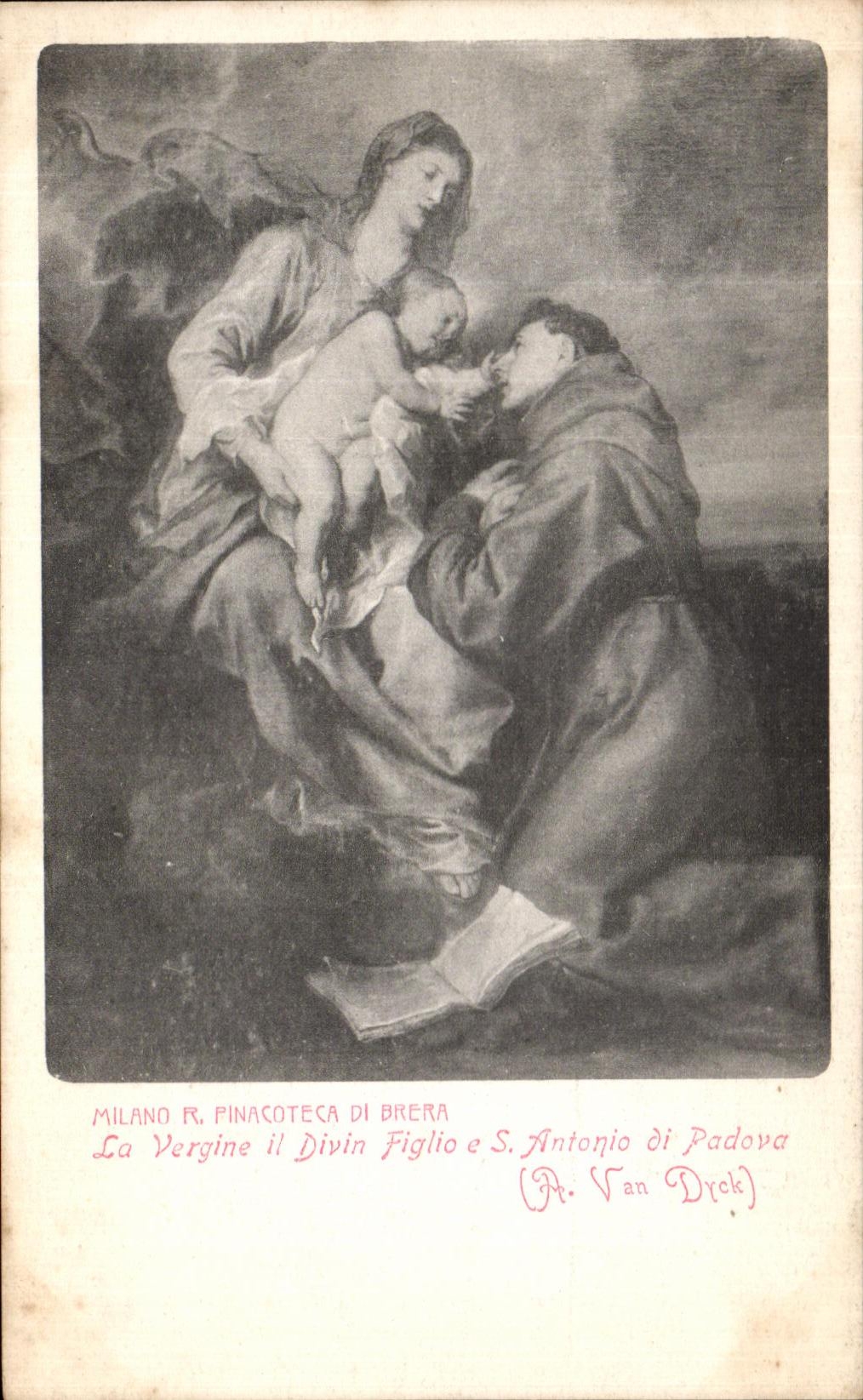 CPA Milano R Pinacoteca di Brera La Vergine il diin Figlio e S Antonio di Padova A Van Dyck