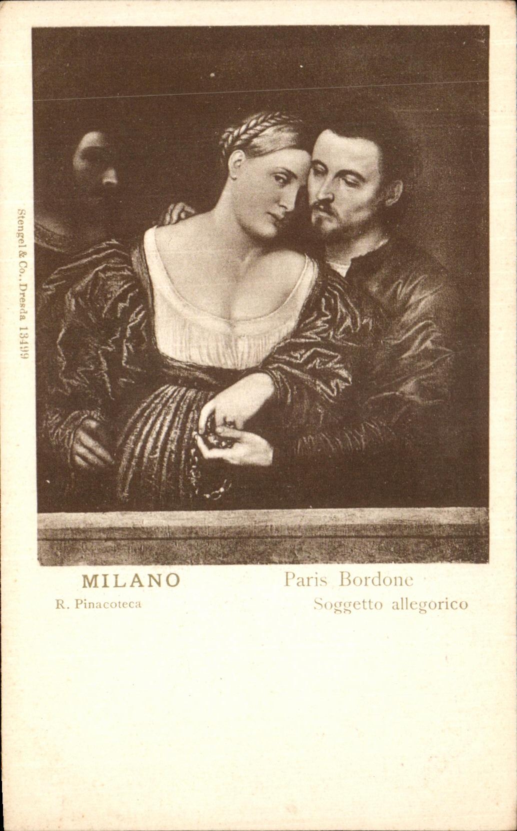 Allegorico de Milano Paris Bordone Pinacoteca Soggeto de la POSTAL de la VENDIMIA