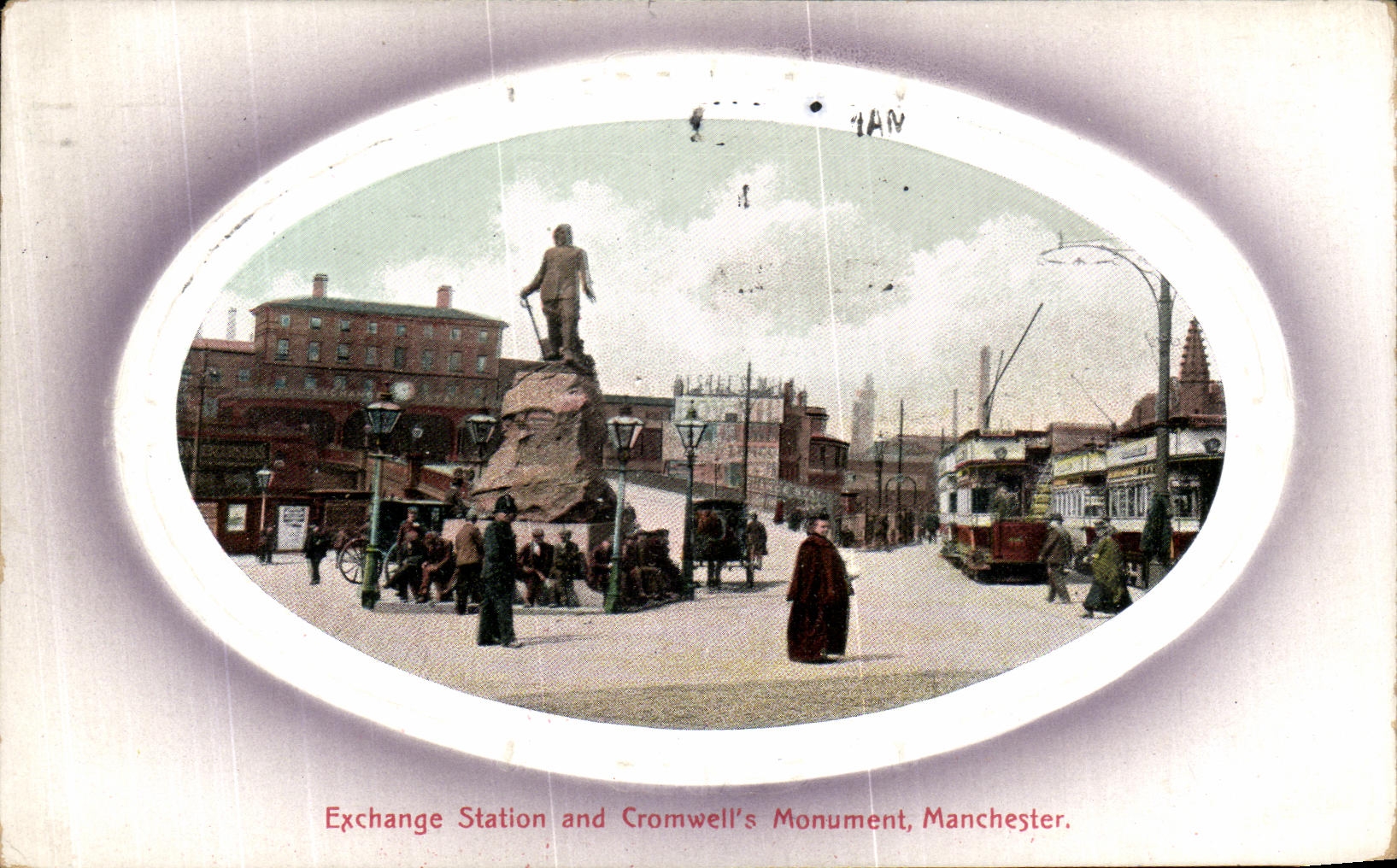 VINTAGE POSTCARD Exchange Station and Cromwell S Manchester Monument