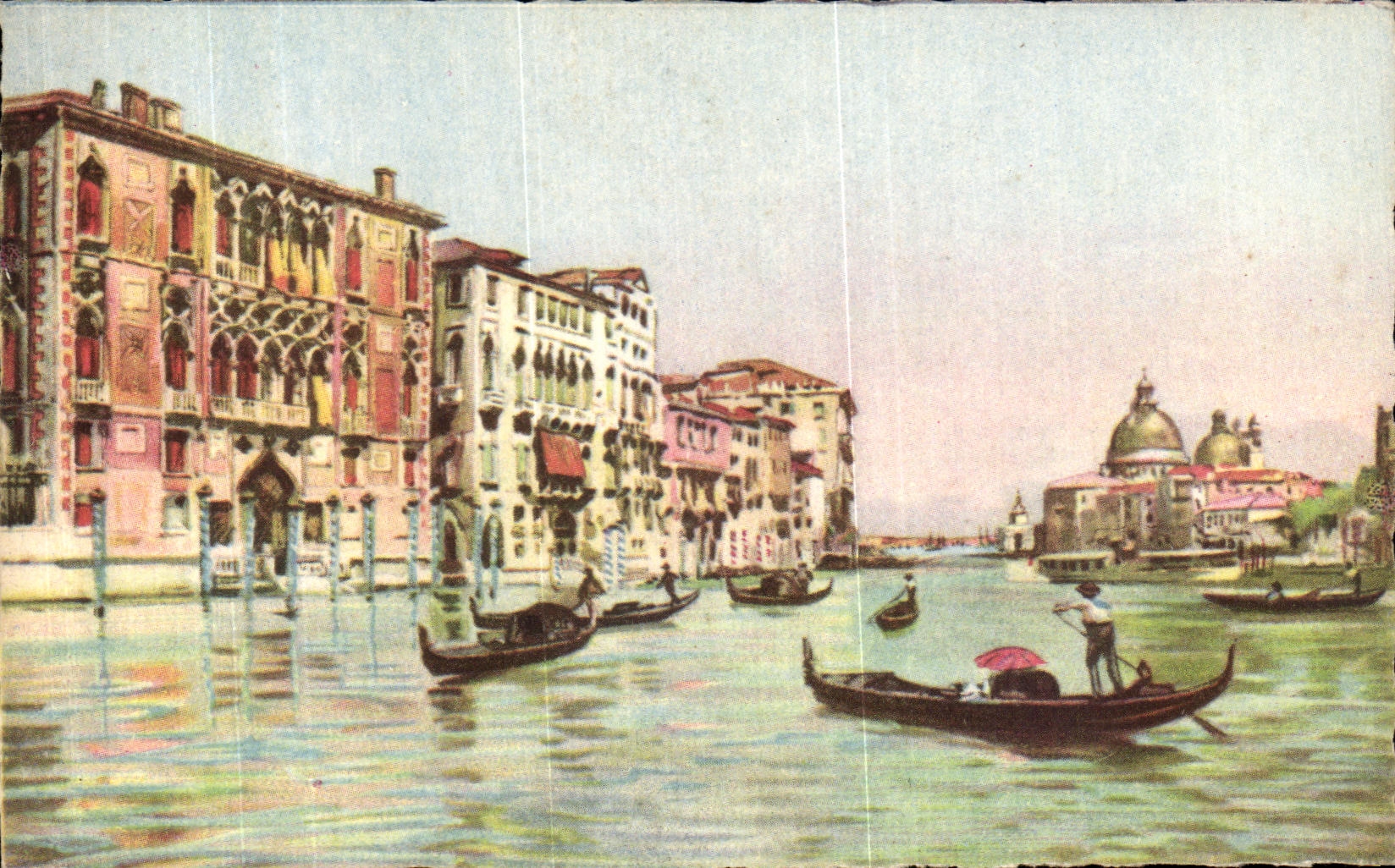 VINTAGE POSTCARD Venezia Canal Large E Chiesa della Salute the Large Canal