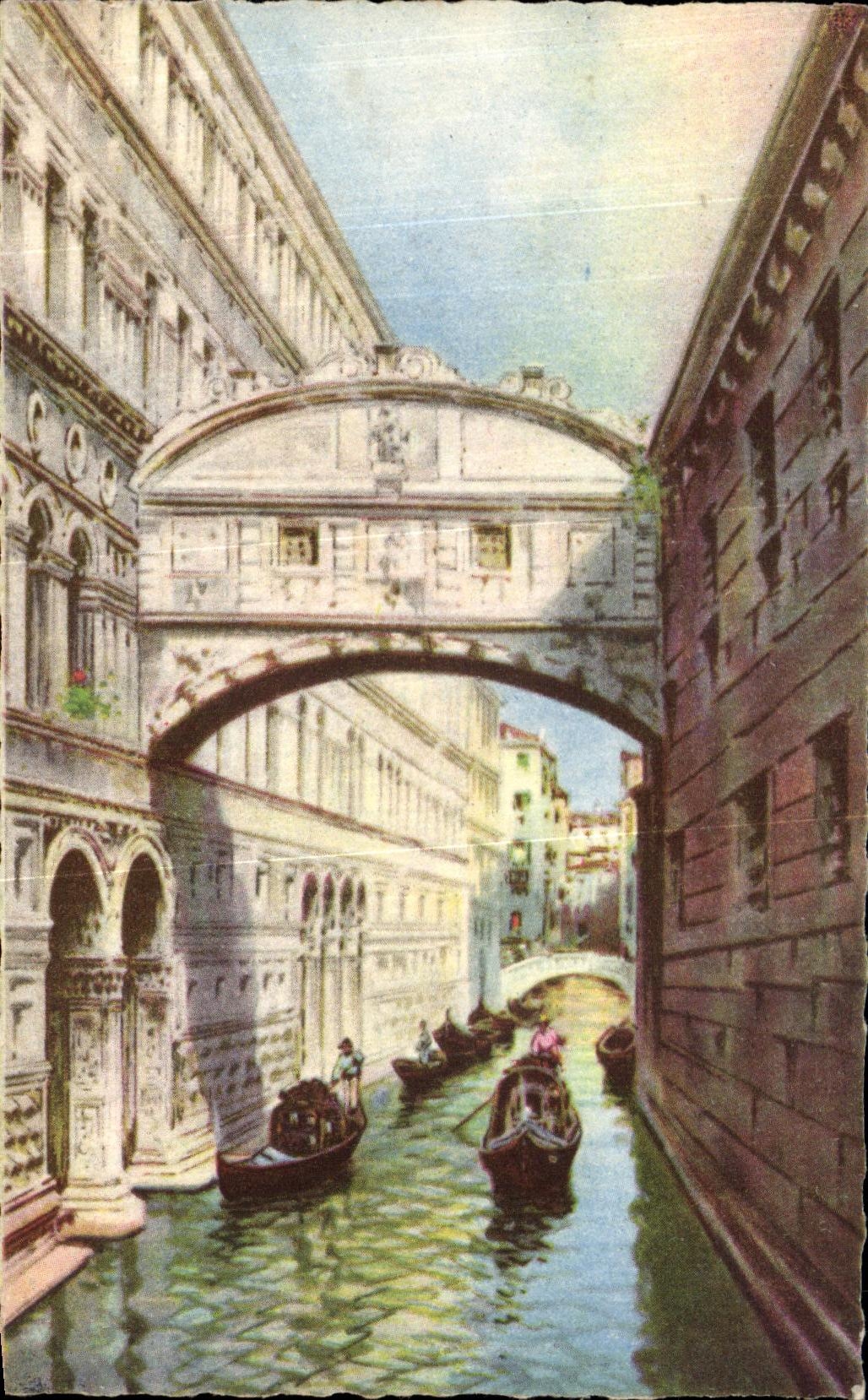 VINTAGE POSTCARD Venezia Big shot dei Sospiri Pont of the Sighs