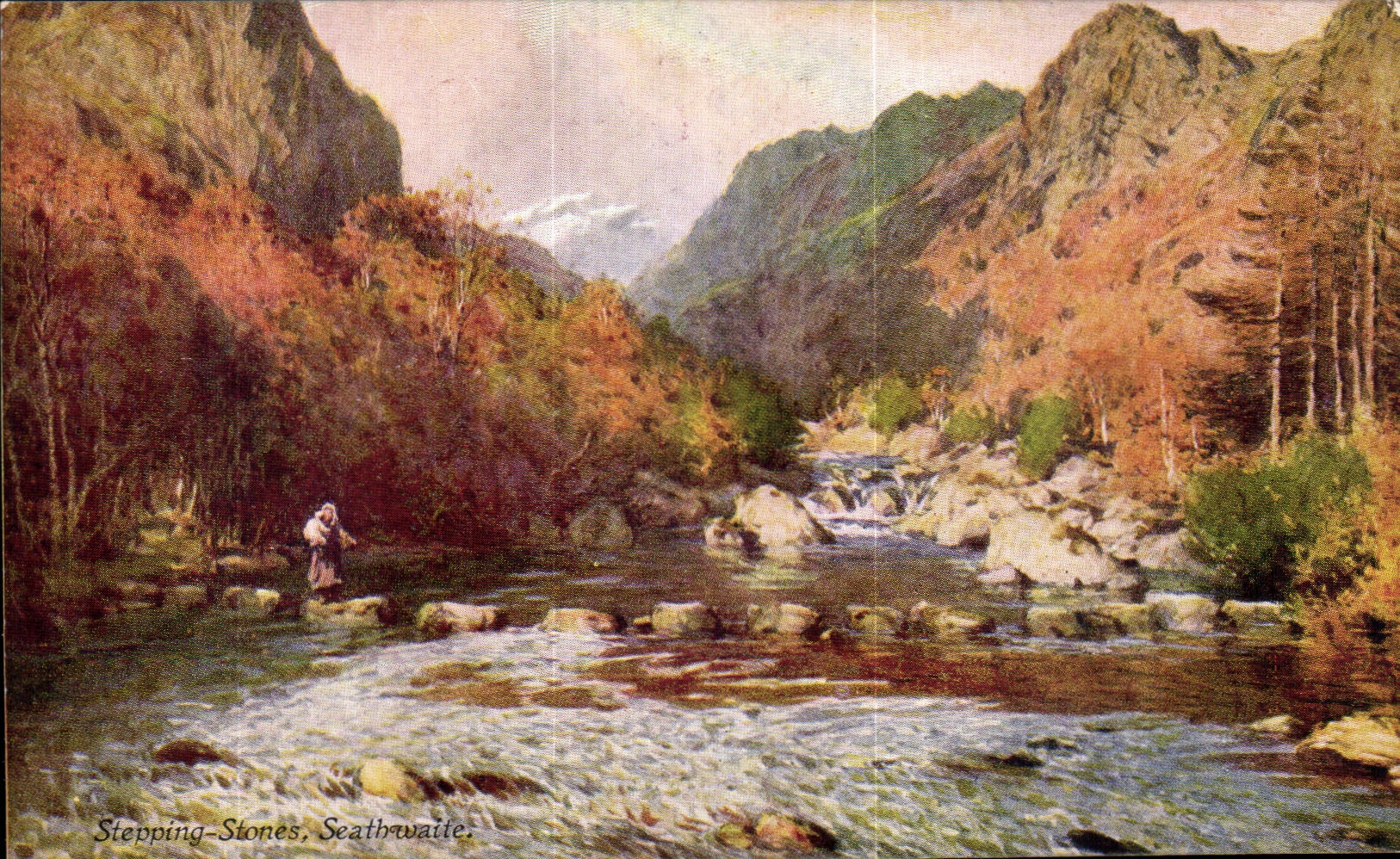 VINTAGE POSTCARD Stepping Stones Seathwaite
