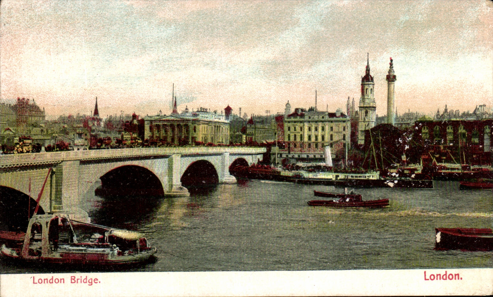 VINTAGE POSTCARD London Bridge London Boats