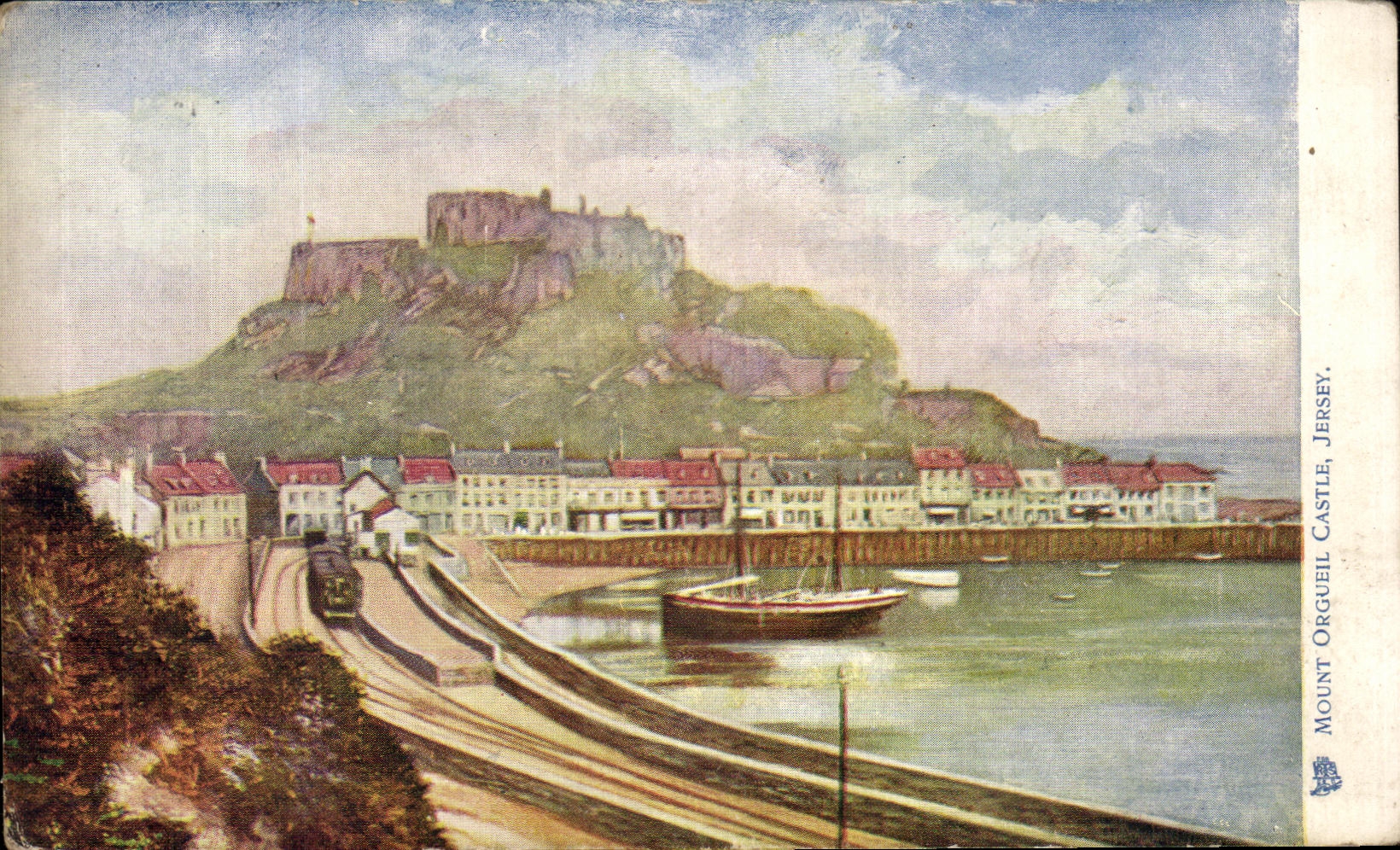 VINTAGE POSTCARD Mount Pride Castle Jersey Train