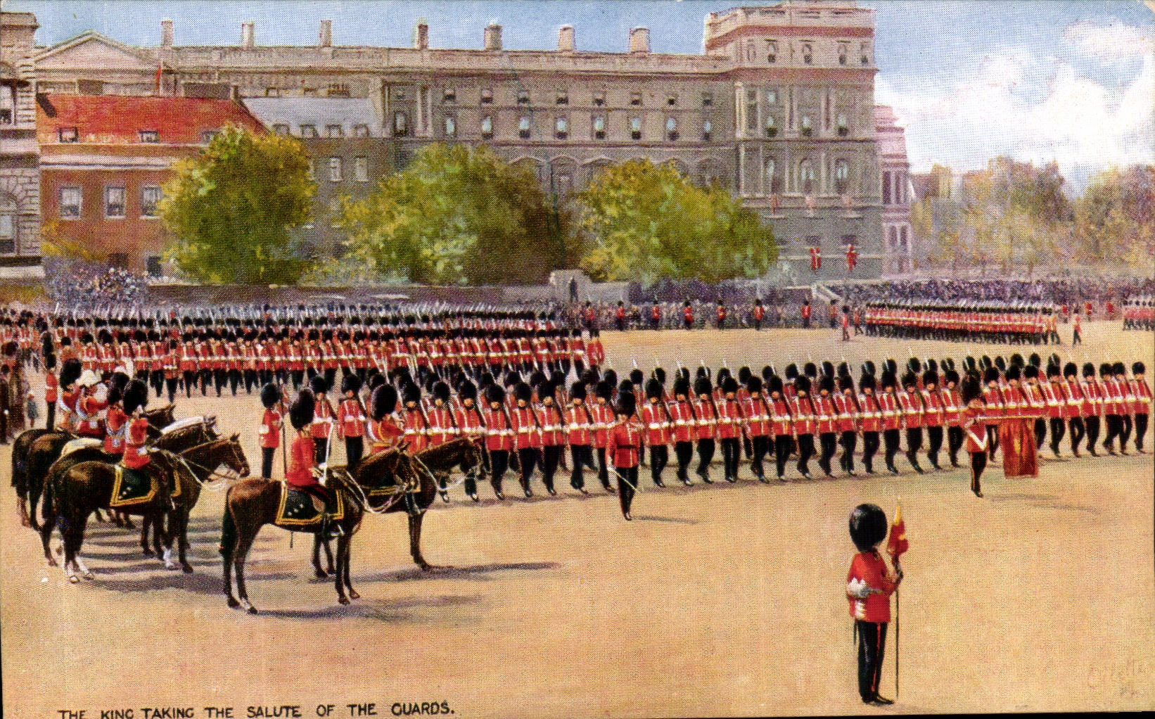 CPA The King Taking The Salute Of The Guard Militaria Uniforme
