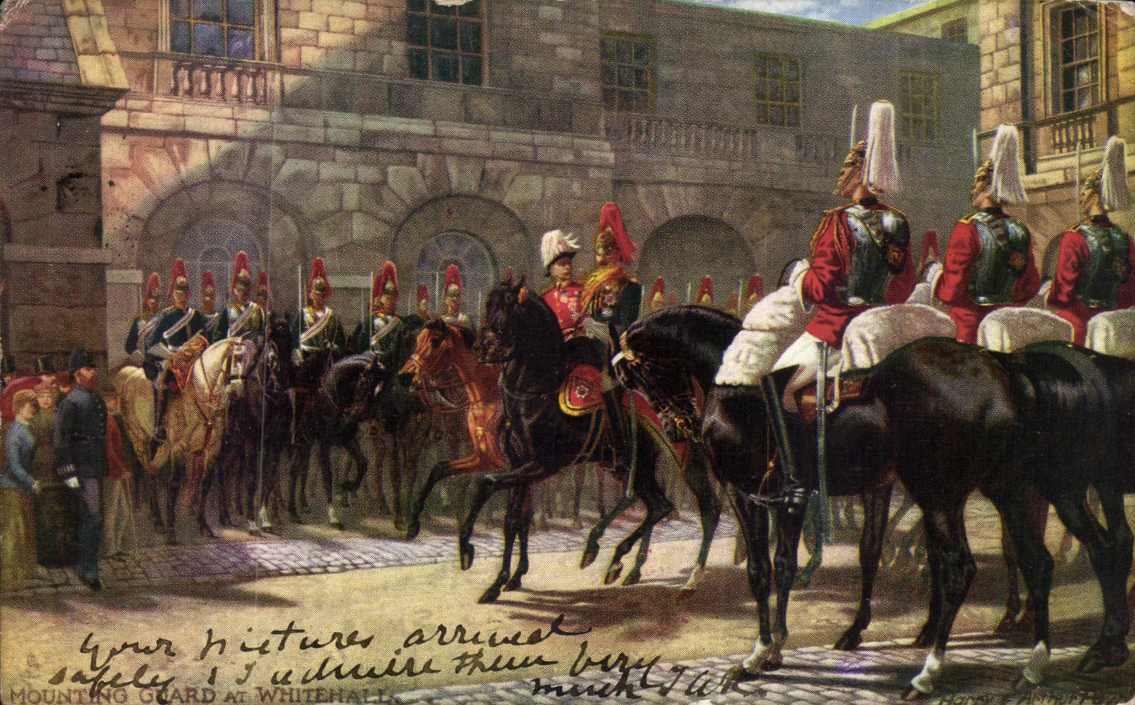 VINTAGE POSTCARD Mounting Guard At Whitehall London Militaria
