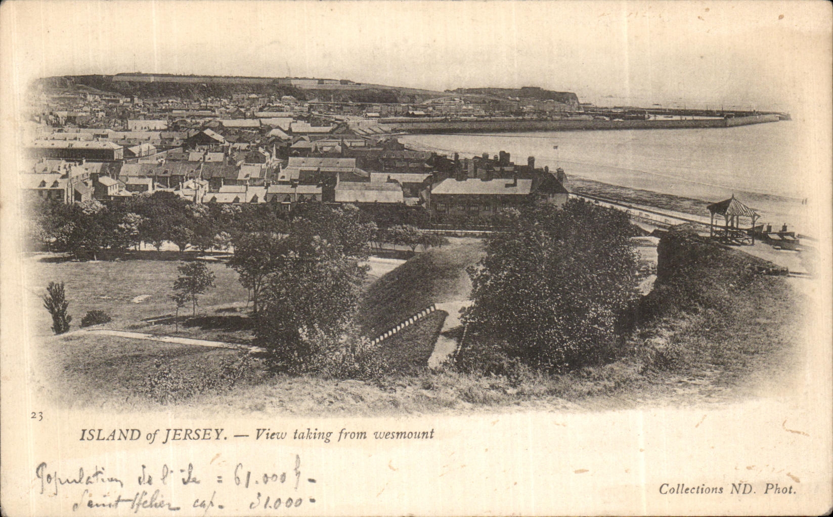 VINTAGE POSTCARD Island off Jersey View taking from Wesmount