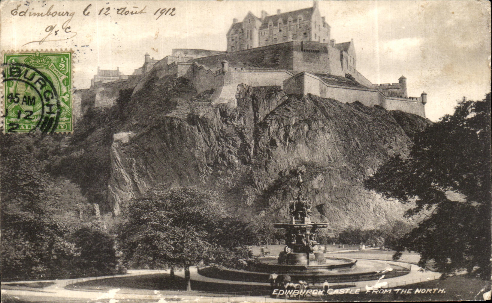 Castillo de Edimburgo de la POSTAL de la VENDIMIA del norte
