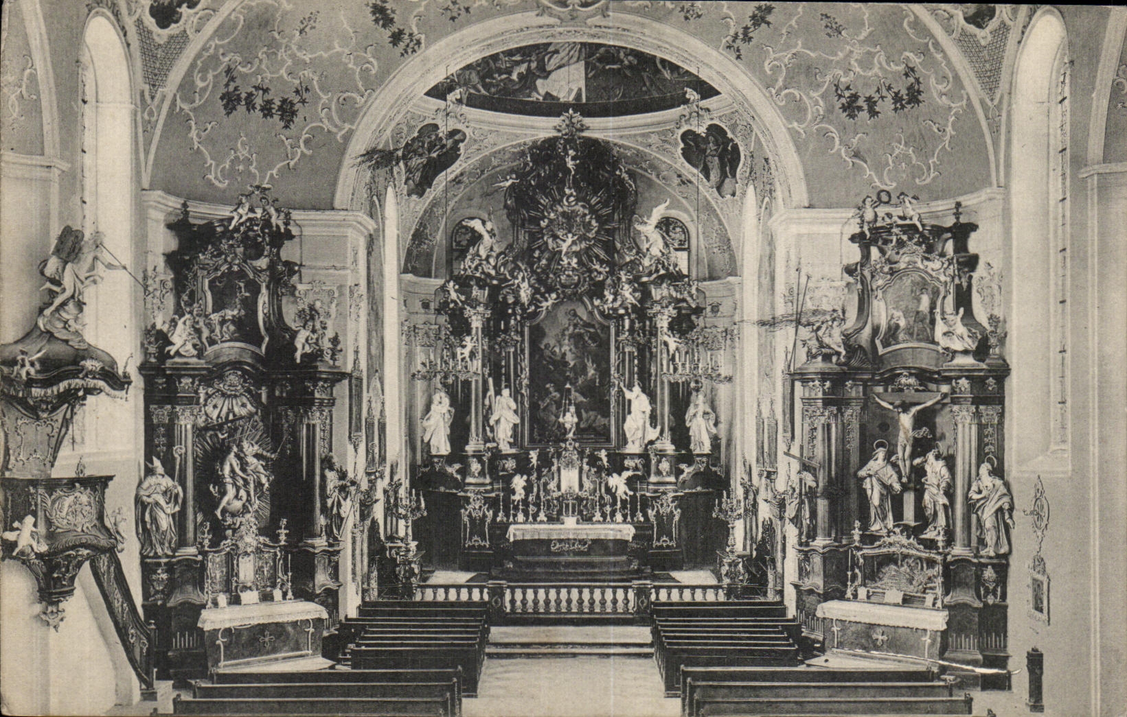 CPA Oberammergau Inneres der Kirche
