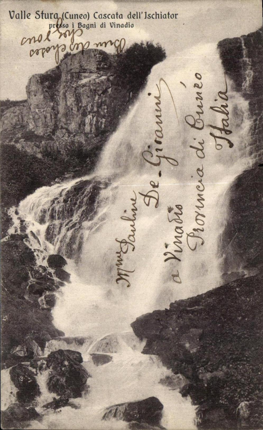 POSTAL Valle Stura Cascata Dell Ischiator de la VENDIMIA