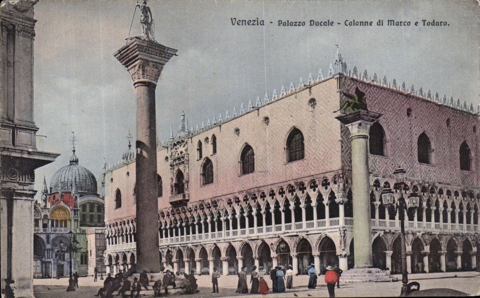 VINTAGE POSTCARD Venezia Piazza Ducal Column di Marco E Todaro
