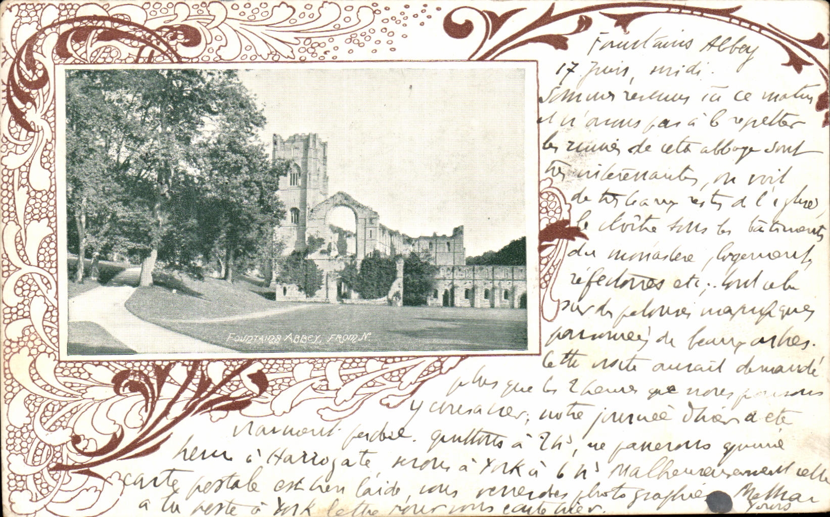 Abadia de Ruon Fontain de la POSTAL de la VENDIMIA