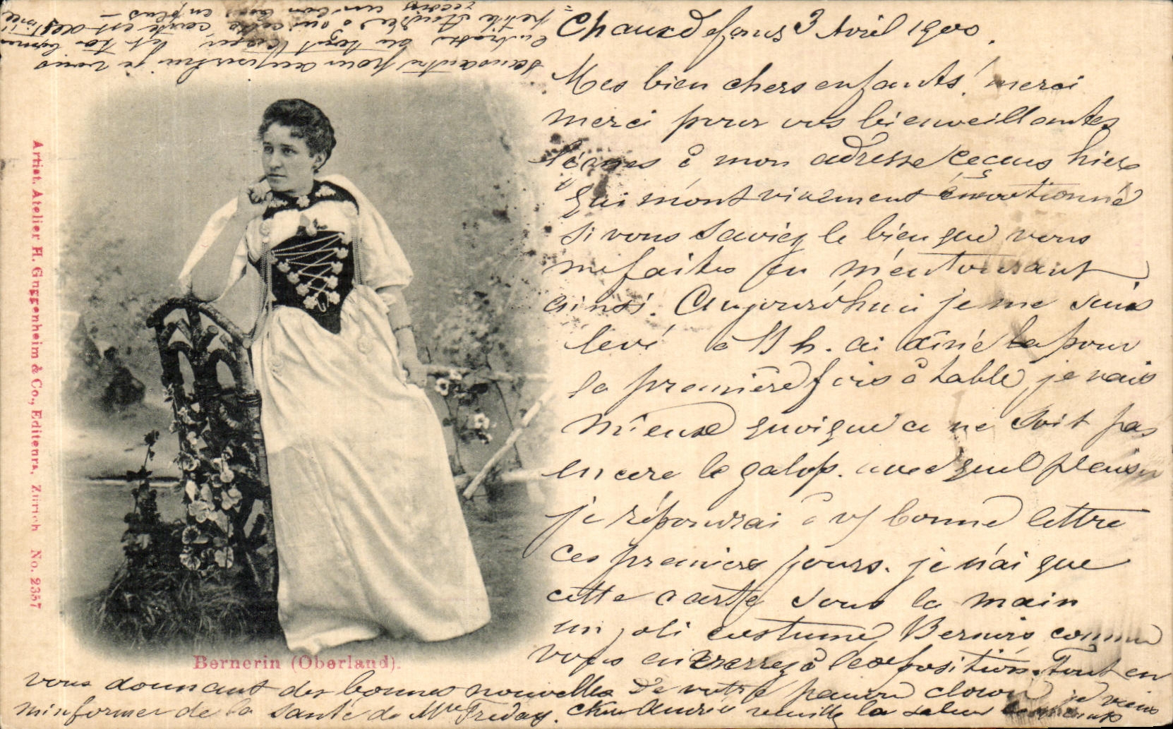 CPA Bernerin Oberland Folklore Costume