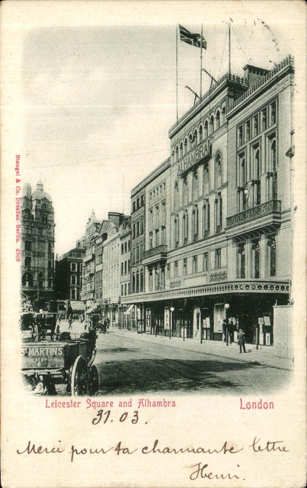 VINTAGE POSTCARD Leicester Public garden and Aihambra London