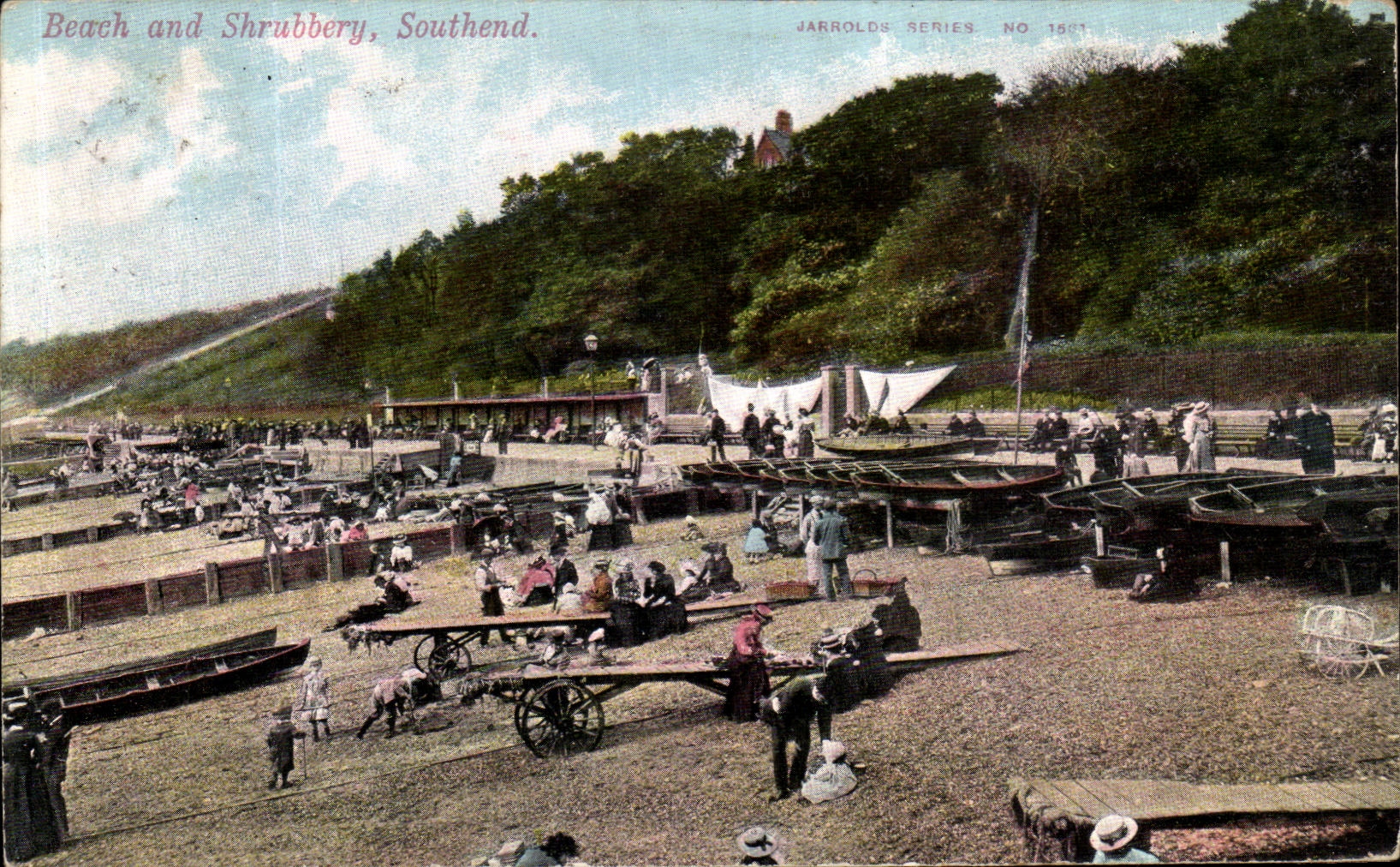 VINTAGE POSTCARD Beach and Shrubbery Southend