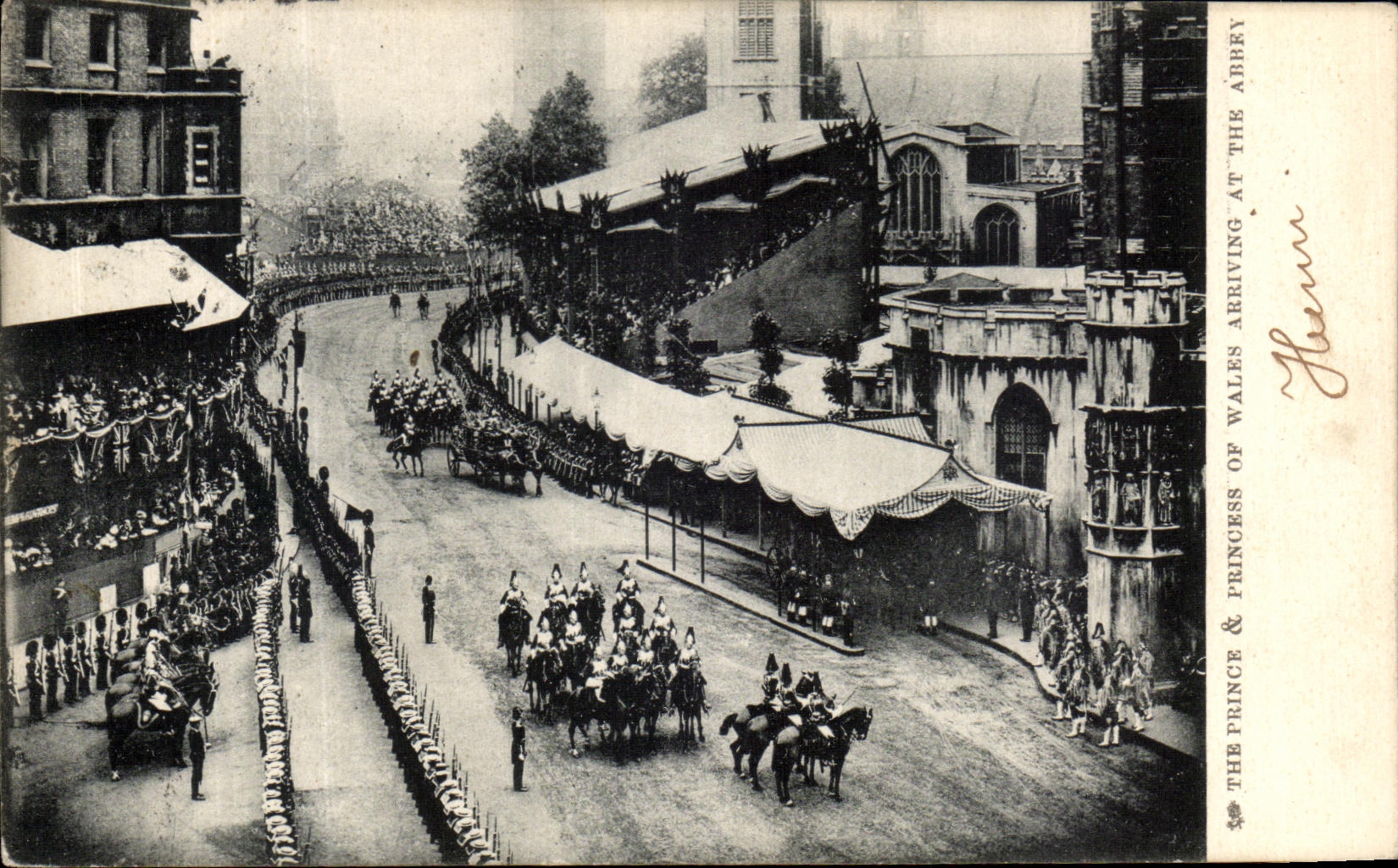 VINTAGE POSTCARD The Prince Princess Off Wales Arriving At The Abbey London