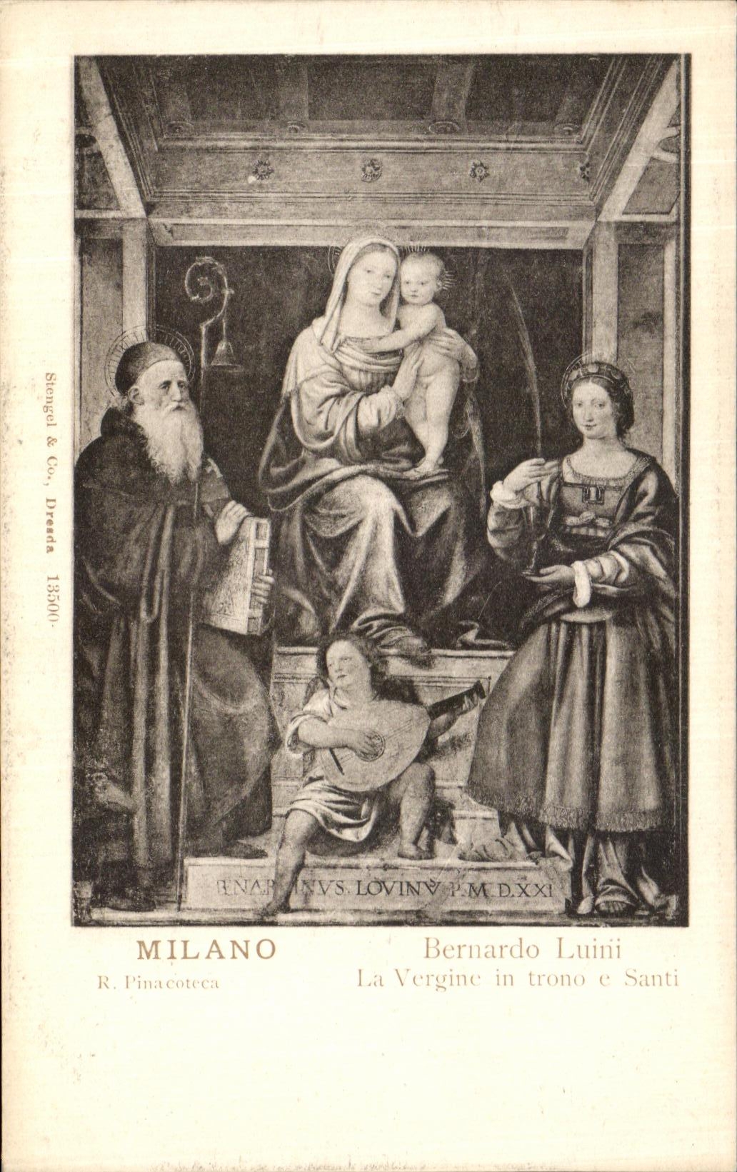 VINTAGE POSTCARD Milano Bernardo Luini Vergine in trono E Santi
