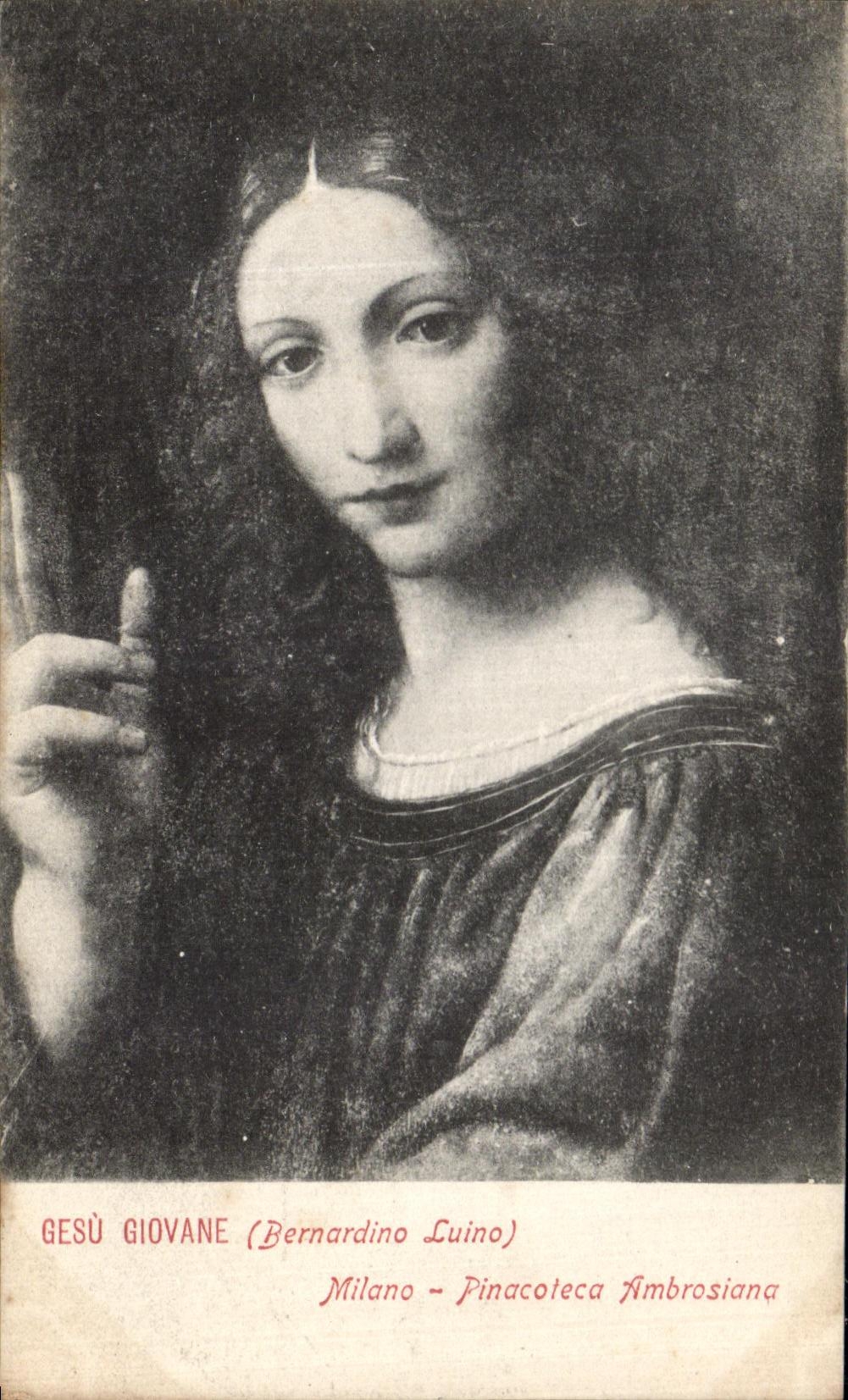 VINTAGE POSTCARD Gesu Giovane Milano Pinacoteca Ambrosiana Bernardino Luino