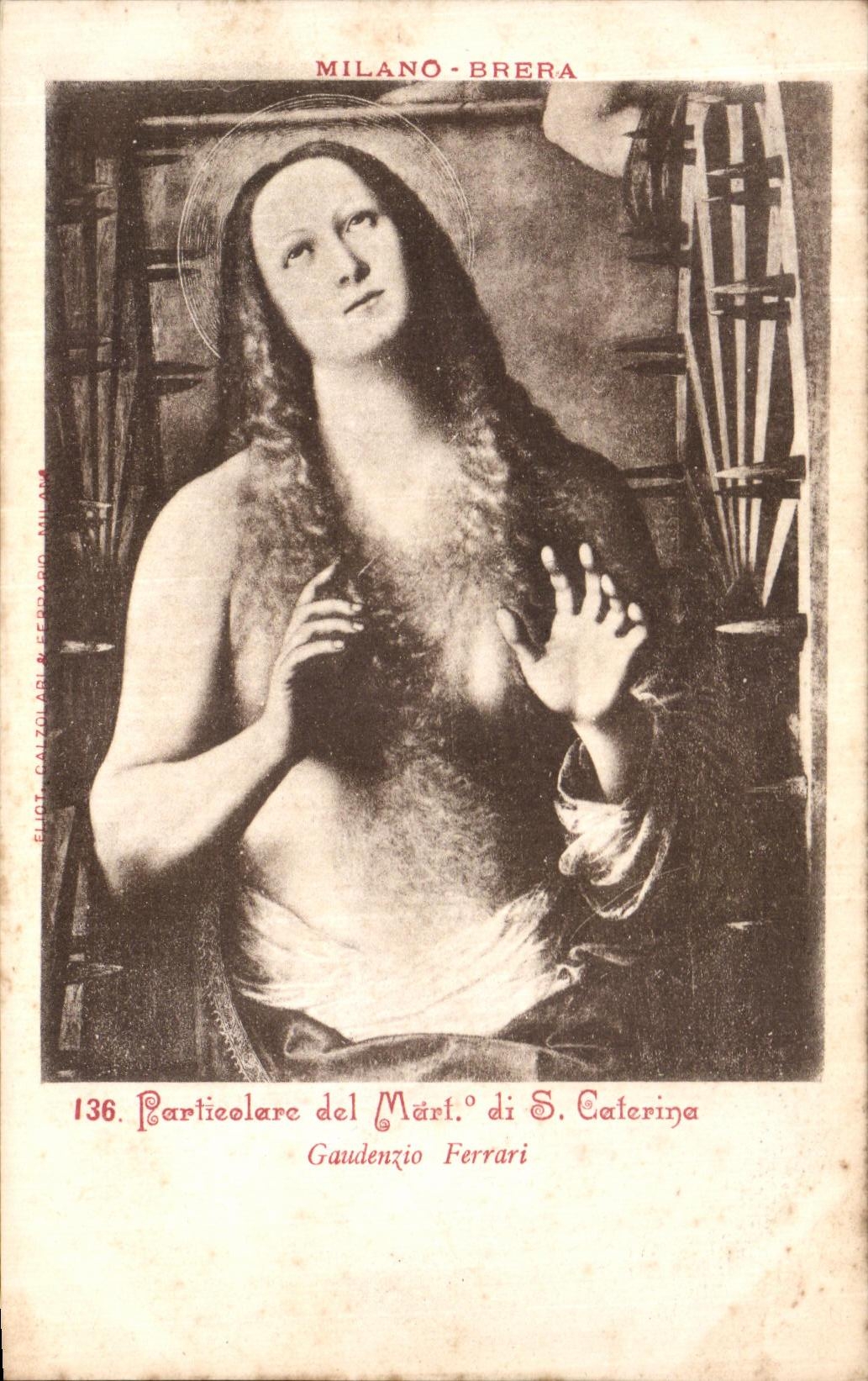 VINTAGE POSTCARD Milano Brera Partieolare del Marl di S Caterina