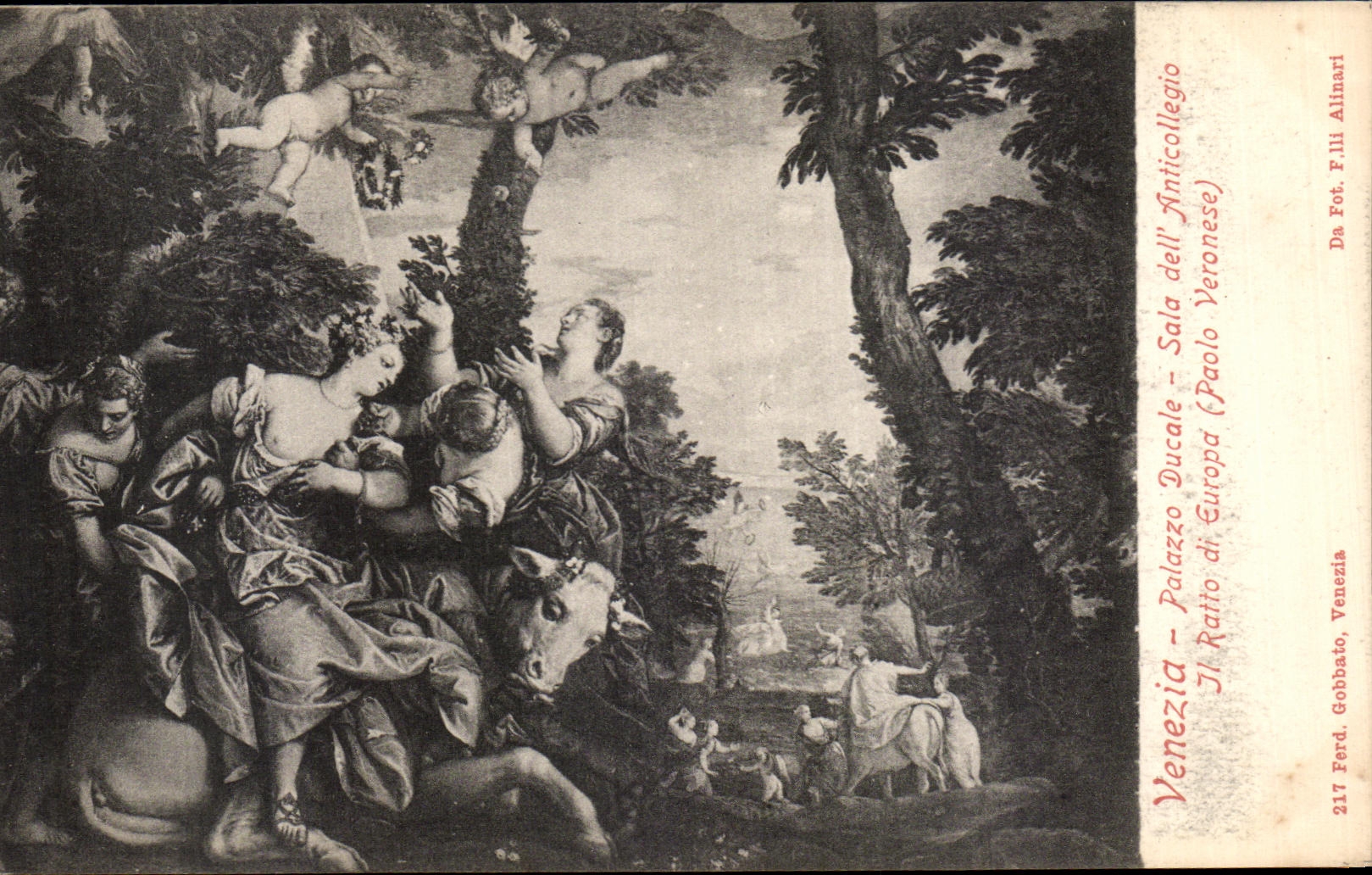 VINTAGE POSTCARD Venezia palazzo Ducale Salted LED Anticollegio It ratio di Europa Veronese