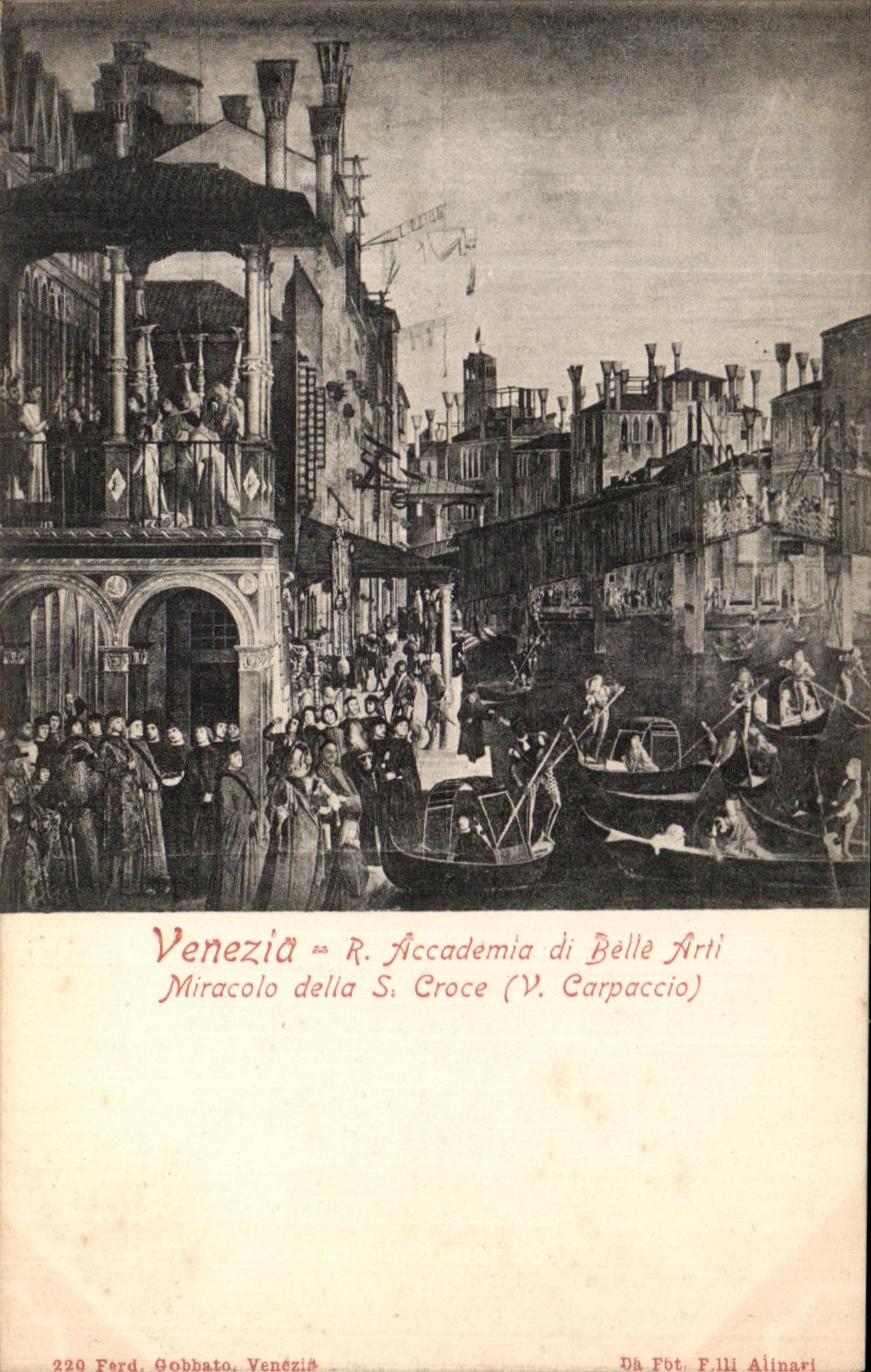 VINTAGE POSTCARD Venezia Accademia di Belle Arti Miracolo della Croce