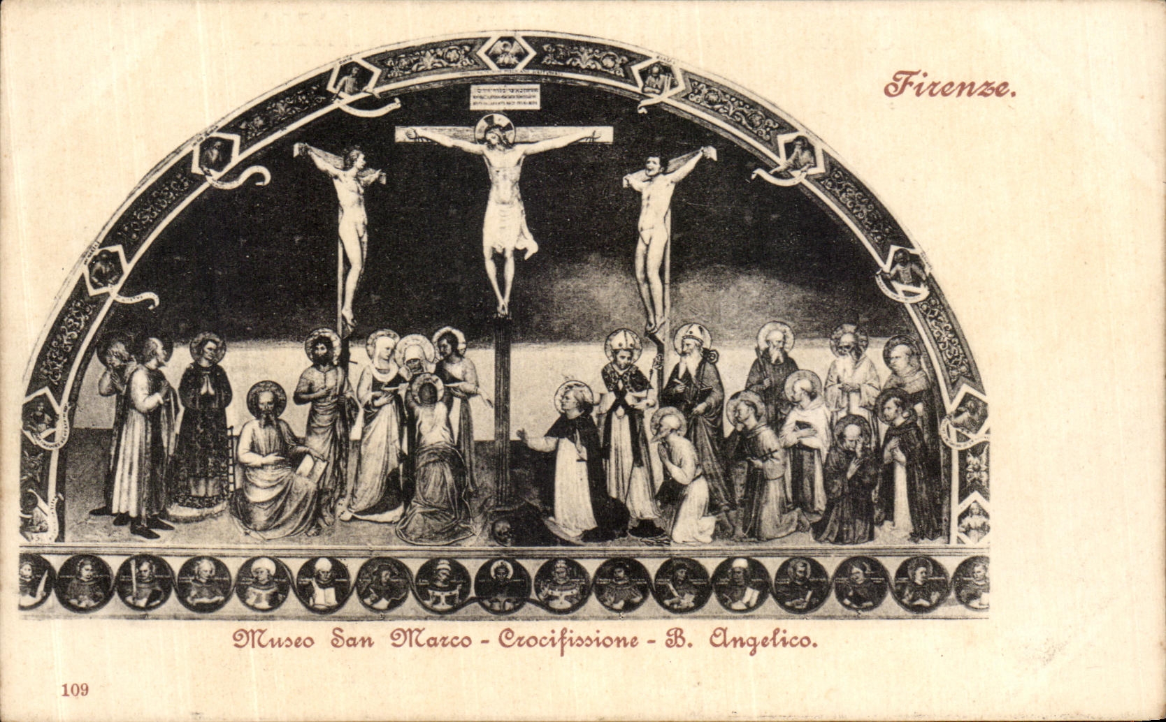 POSTAL Firenze Museo San Marco Crocifissione B Angelico de la VENDIMIA
