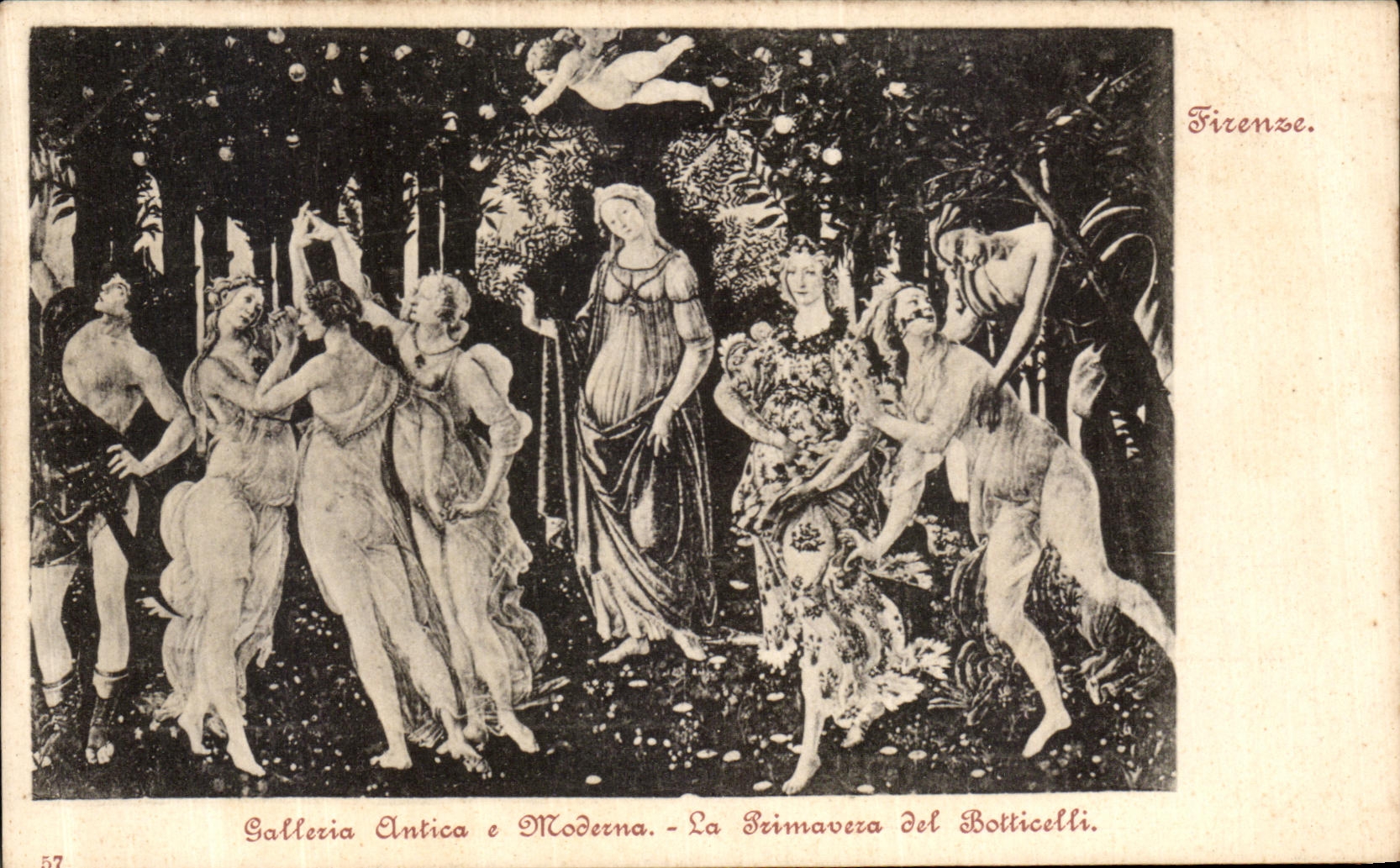 Galleria Antica E Moderna Primavera del Botticelli de Firenze de la POSTAL de la VENDIMIA