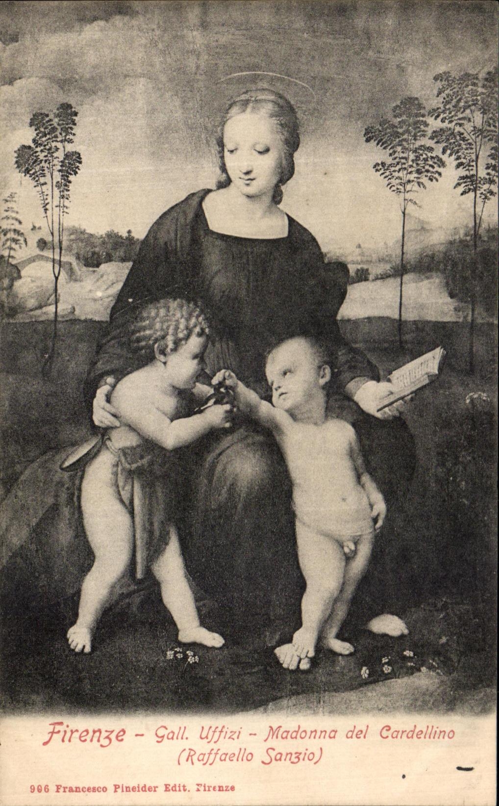 Raffaello Sanzio de Uffizi Madonna del CArdellino de la rozadura de Firenze de la POSTAL de la VENDIMIA