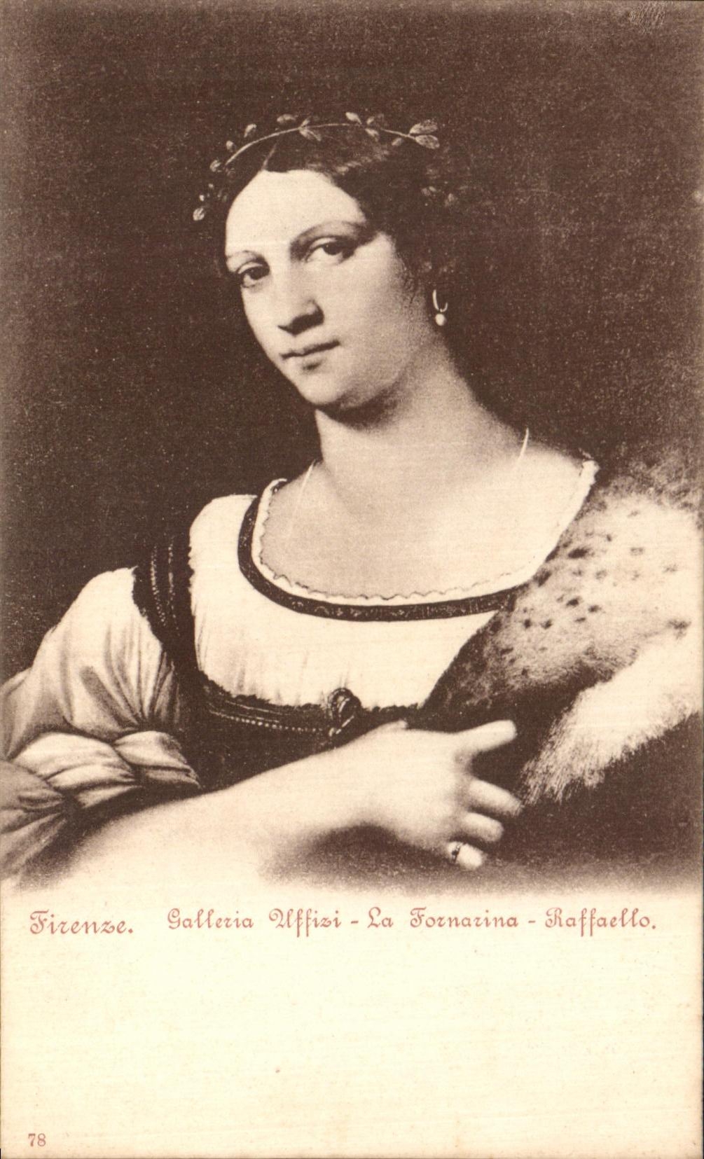 Galleria Uffisi Fornazina Raffaello de Firenze de la POSTAL de la VENDIMIA