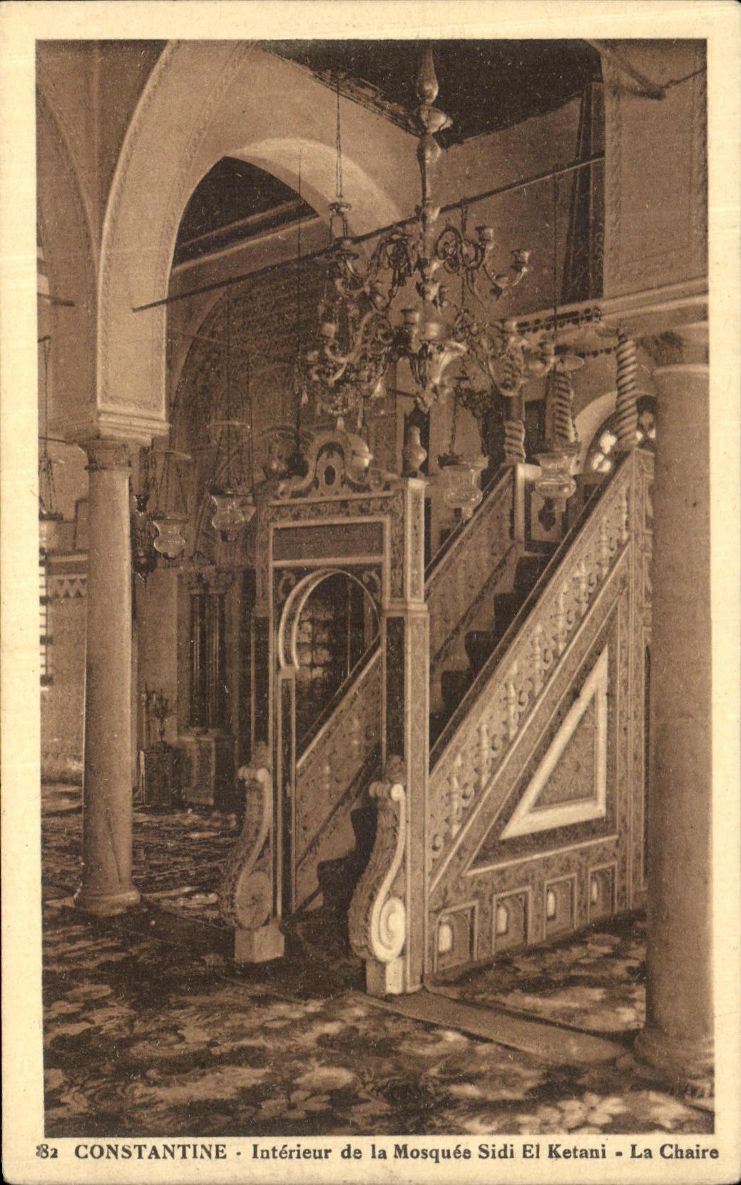 POSTAL Constantina interior de la VENDIMIA de Mosqueue Sidi y de Ketani el púlpito Argelia