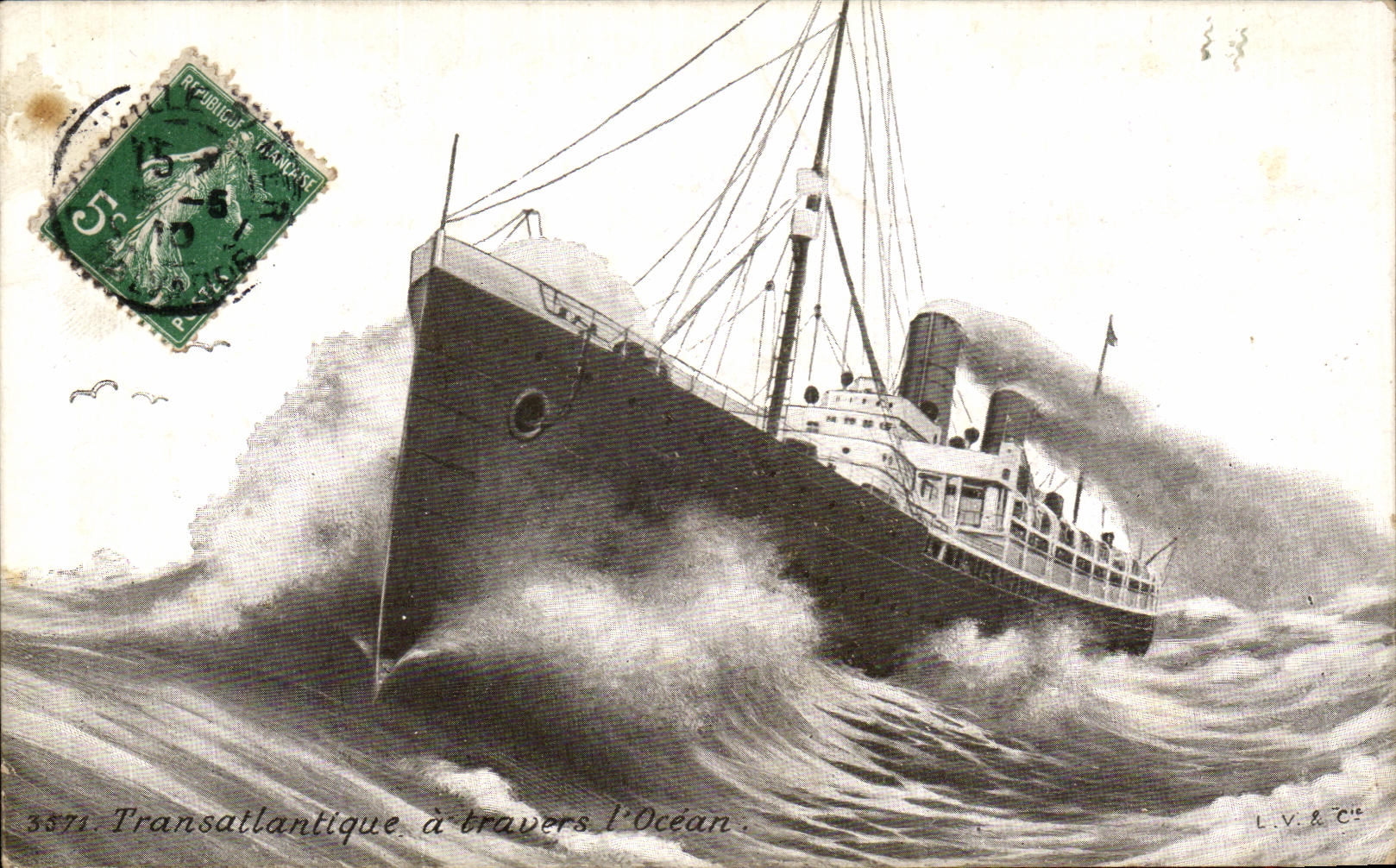 VINTAGE POSTCARD Transatlantic through L Ocean Steamer