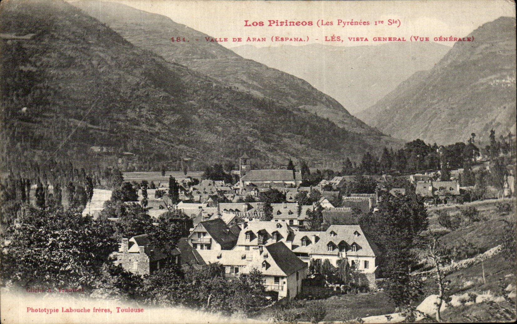 VINTAGE POSTCARD Los Pirineos Valley of Aran the general Vista