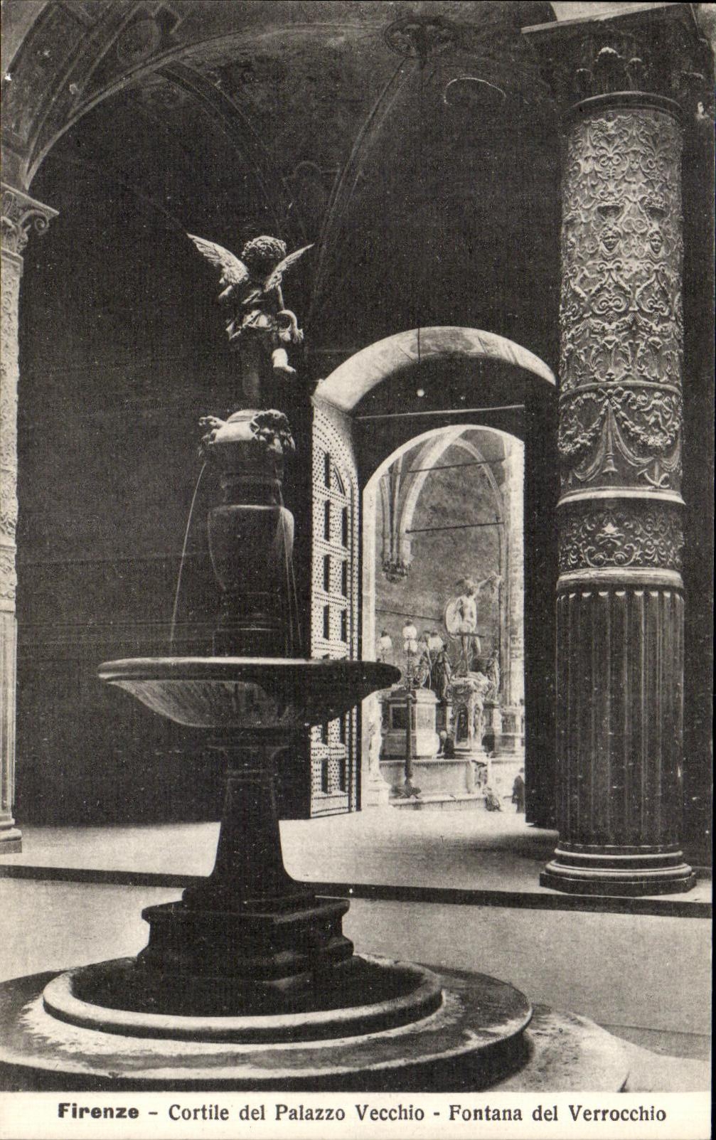 POSTAL Firenze Cortile del Palazzo Vechio Fontana Verrocchio de la VENDIMIA