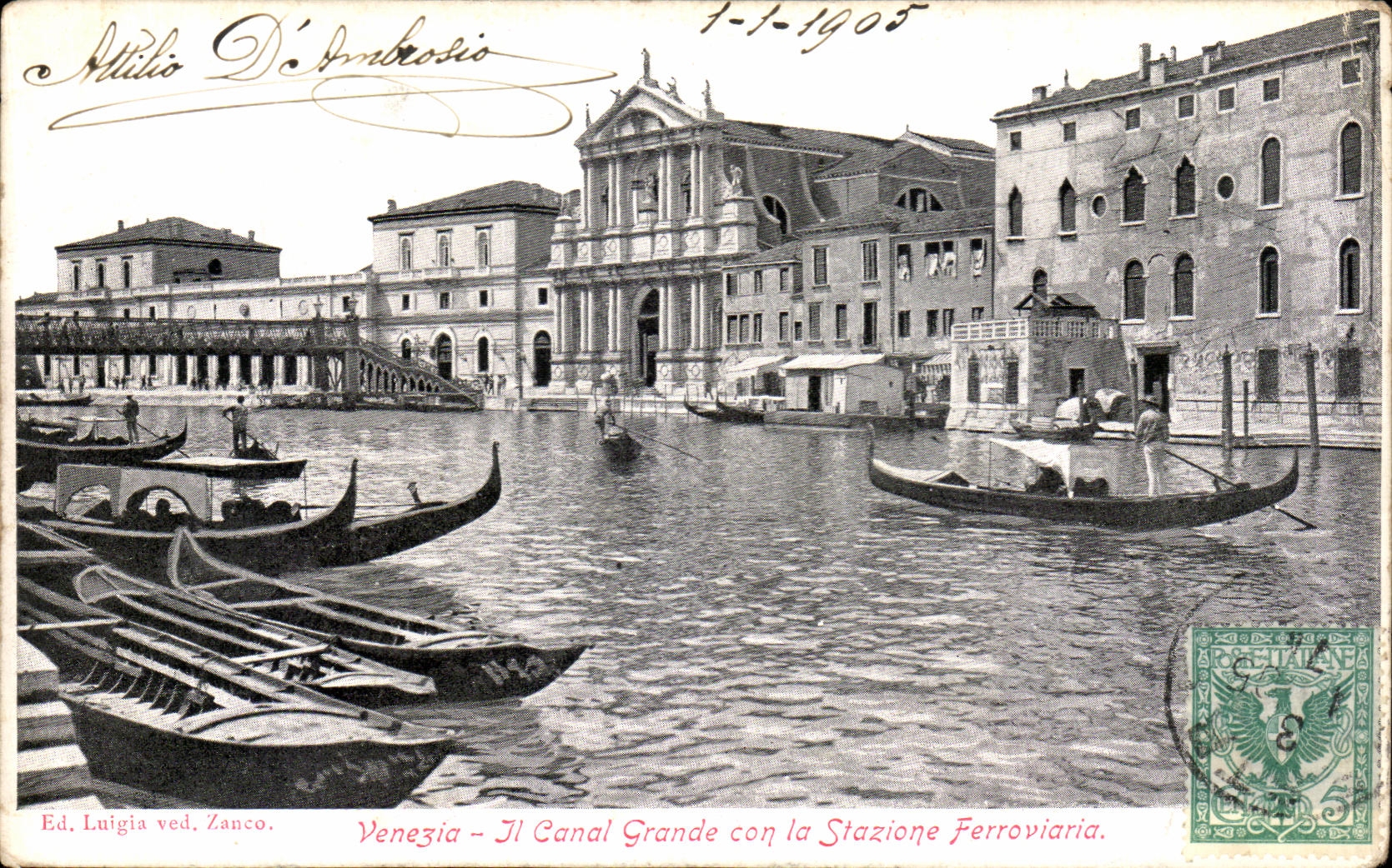VINTAGE POSTCARD Venezia Li Canal Large idiot Stazione Ferroviaria