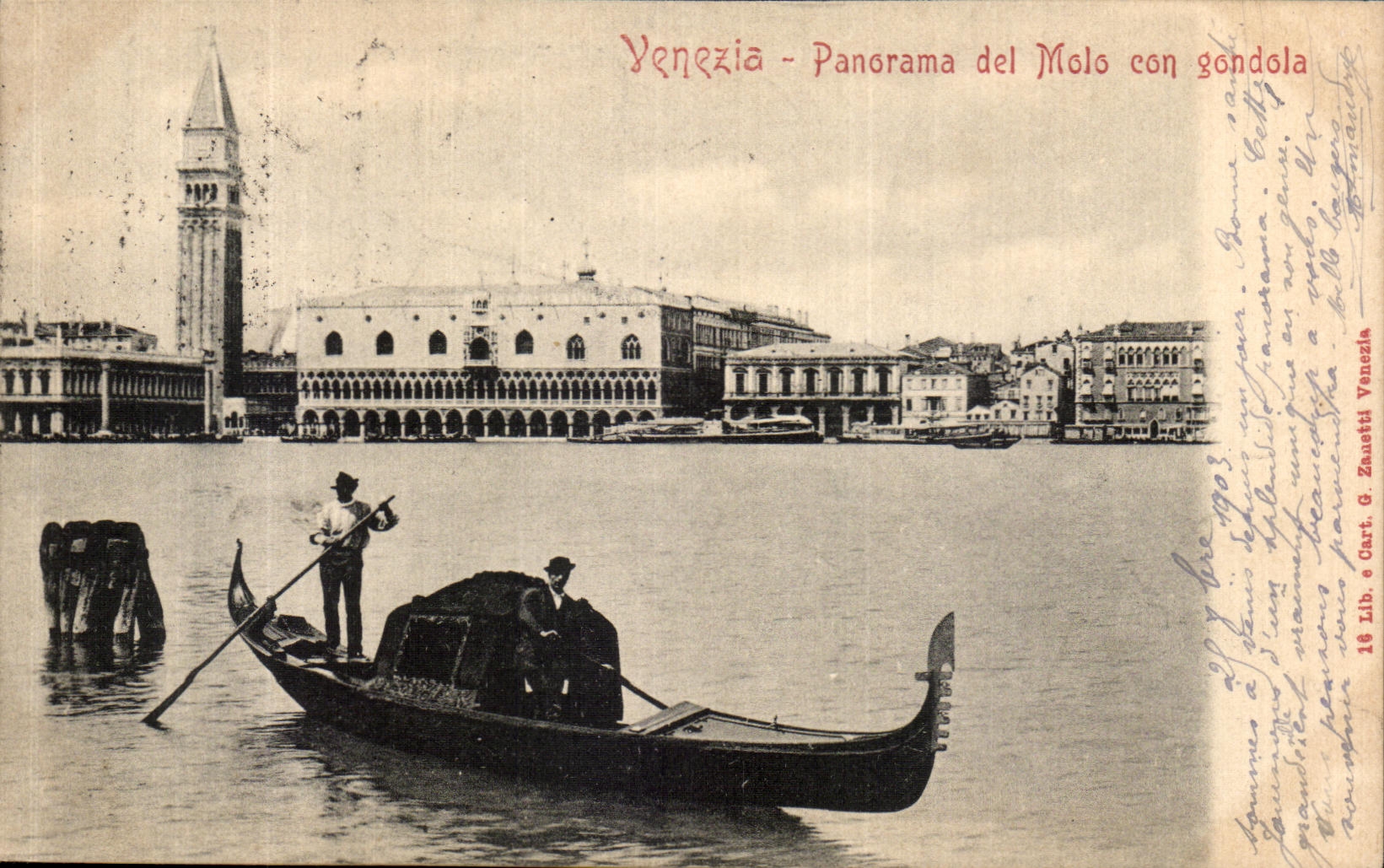 VINTAGE POSTCARD Venezia Panorama del Molo idiot Gondola