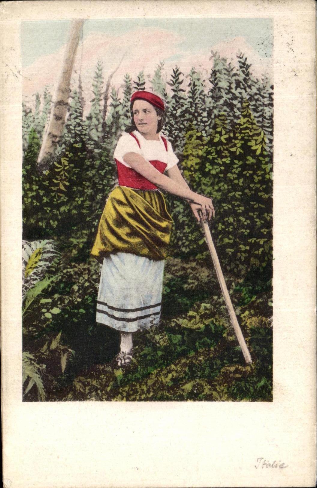 Folklore de Italia de la mujer de la POSTAL de la VENDIMIA