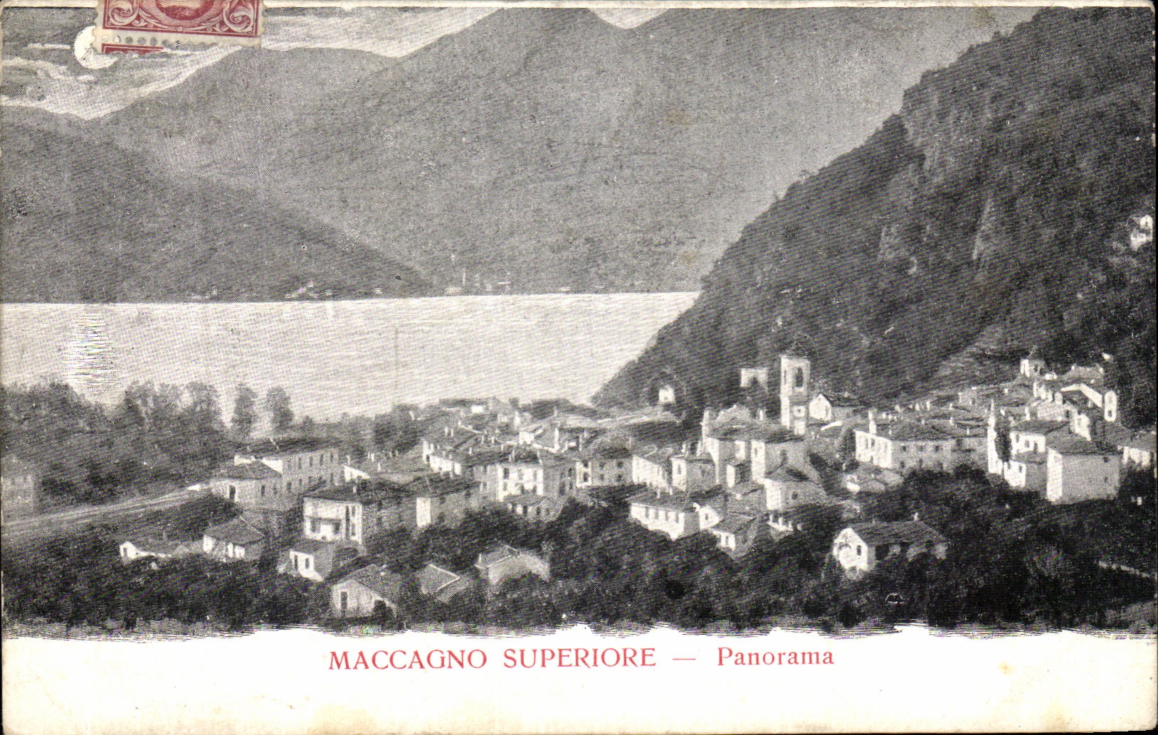 Panorama de Maccagno Superiore de la POSTAL de la VENDIMIA