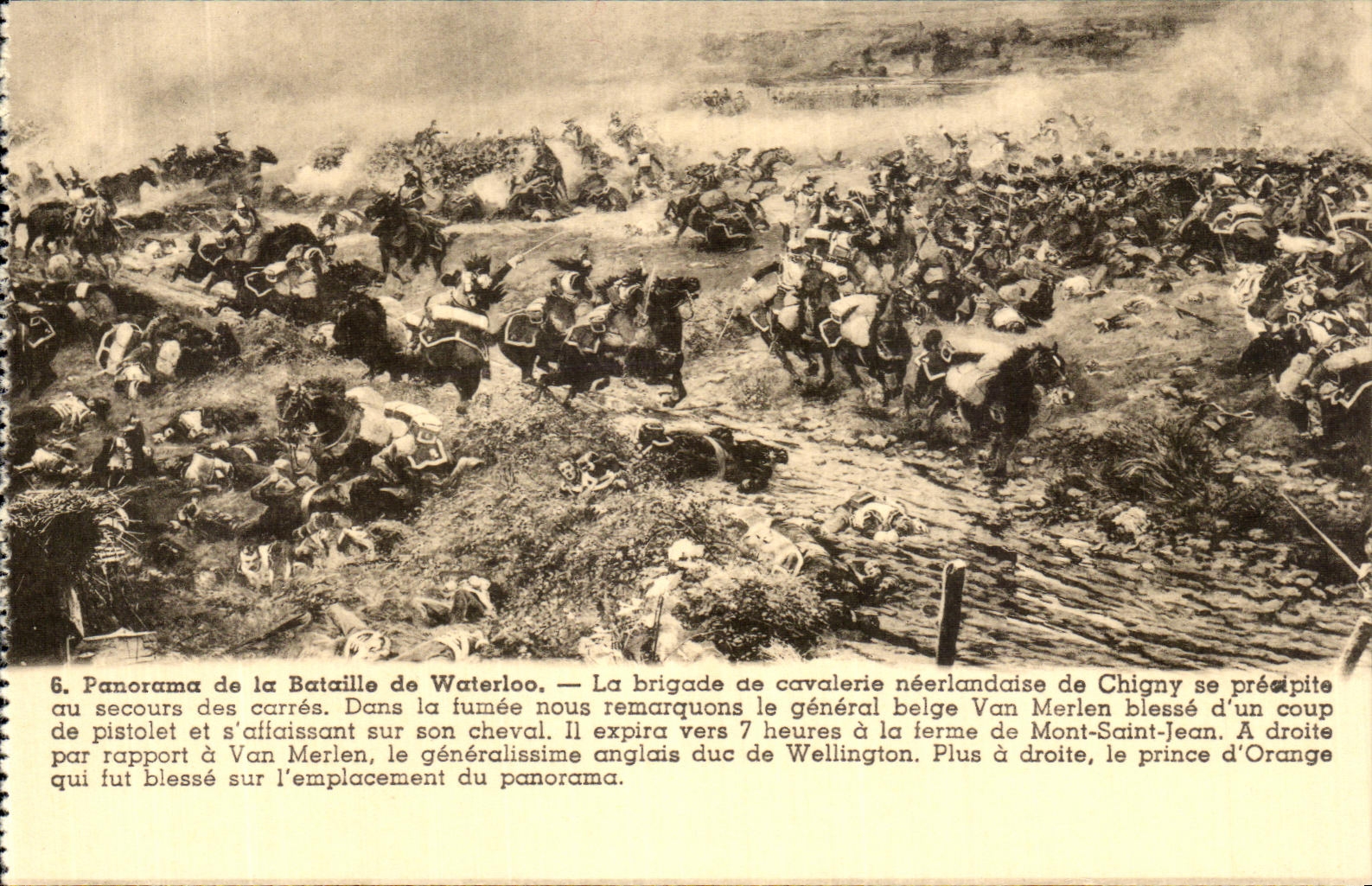 CPA Panorama de la Bataille de Waterloo La Brigade de Cavalerie Neerlandaise de Chigny Militaria