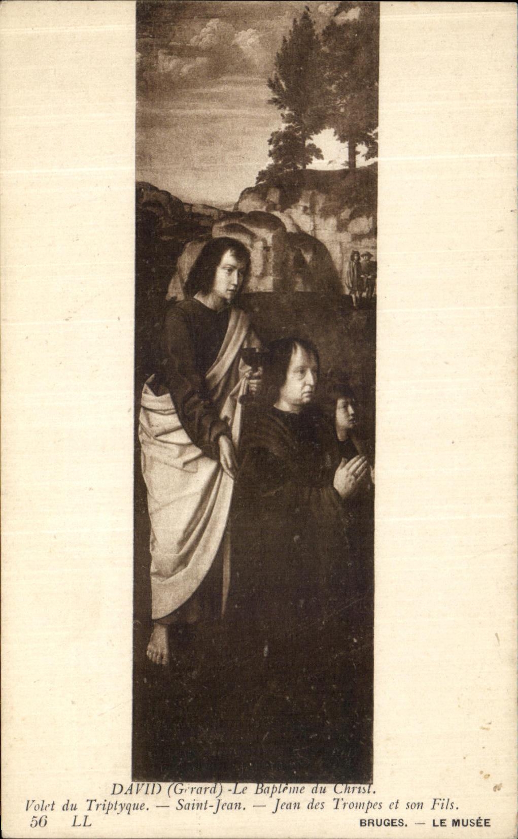 VINTAGE POSTCARD Bruges the Museum David baptism of Christ Shutter of the Holy triptych Jean Jean of the horns and his son