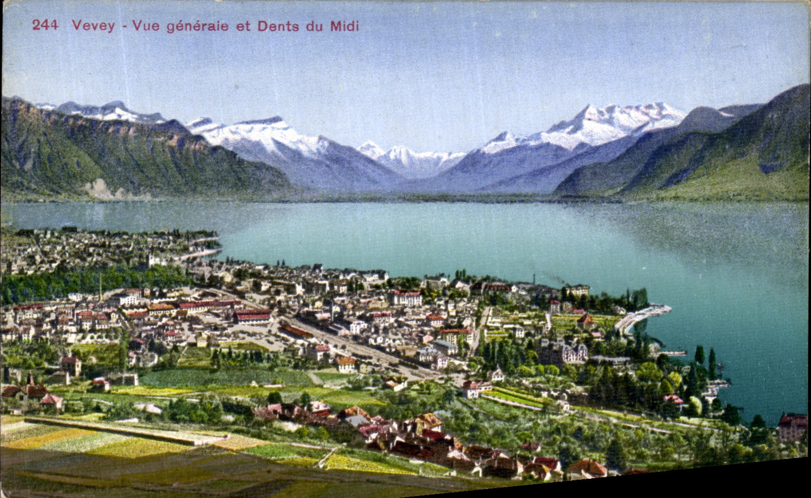 CPA Vevey Vue Generale et Dents du Midi
