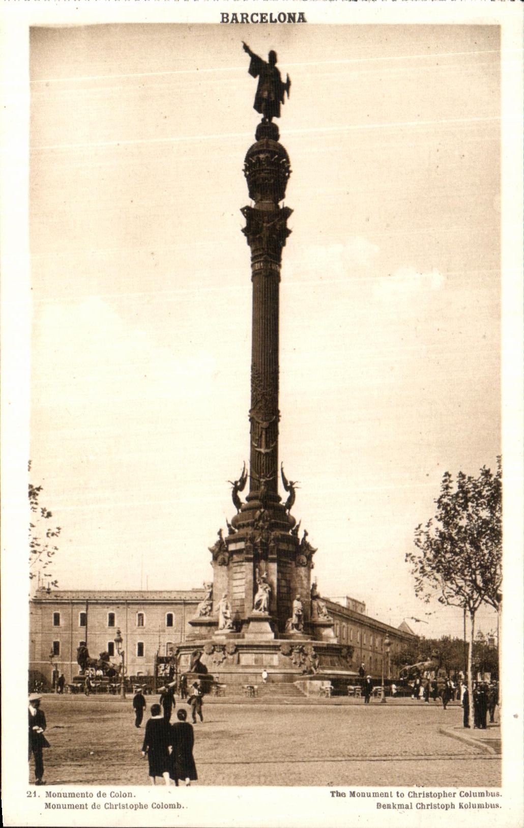 VINTAGE POSTCARD Barcelona Monumento de Colon