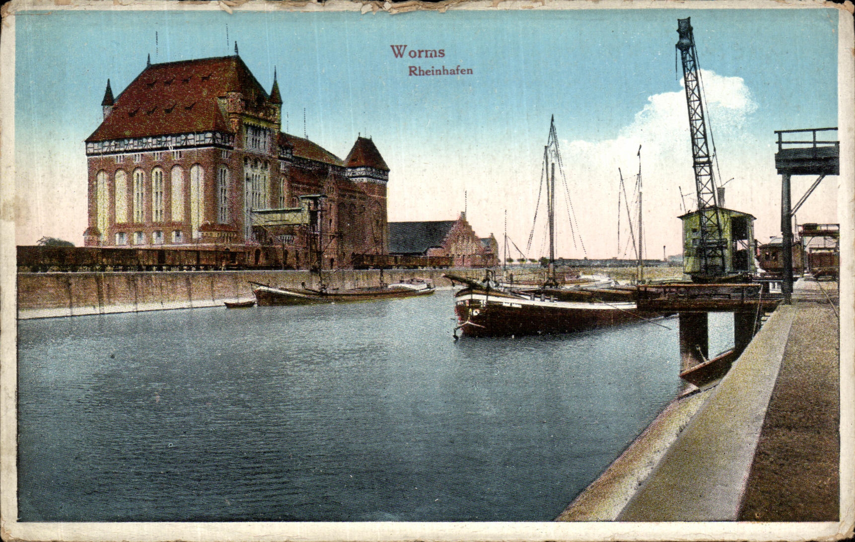 VINTAGE POSTCARD Worms Rheinhafen