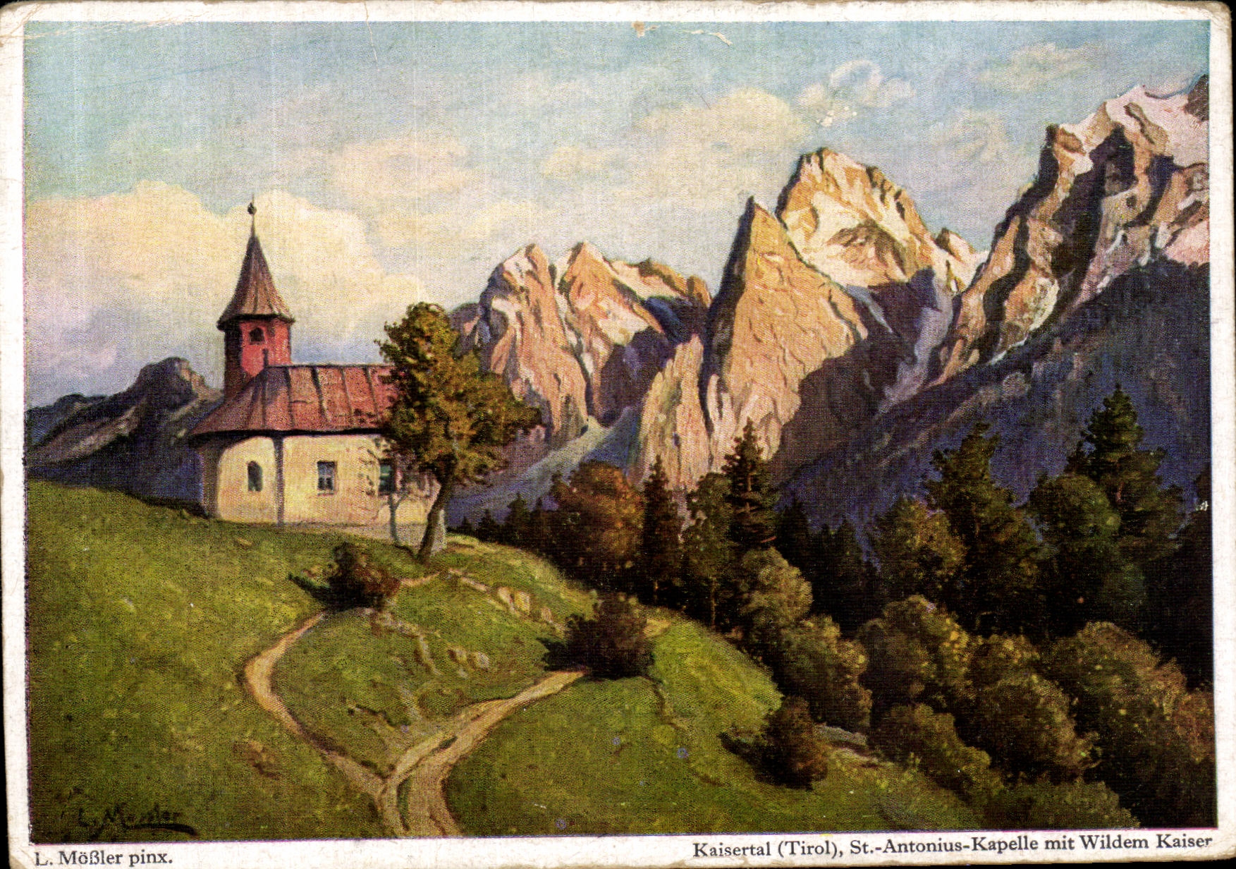 MODERN CARD Mobler Pinx Kaisertal St Antonius Kapelle put Wildem Kaiser