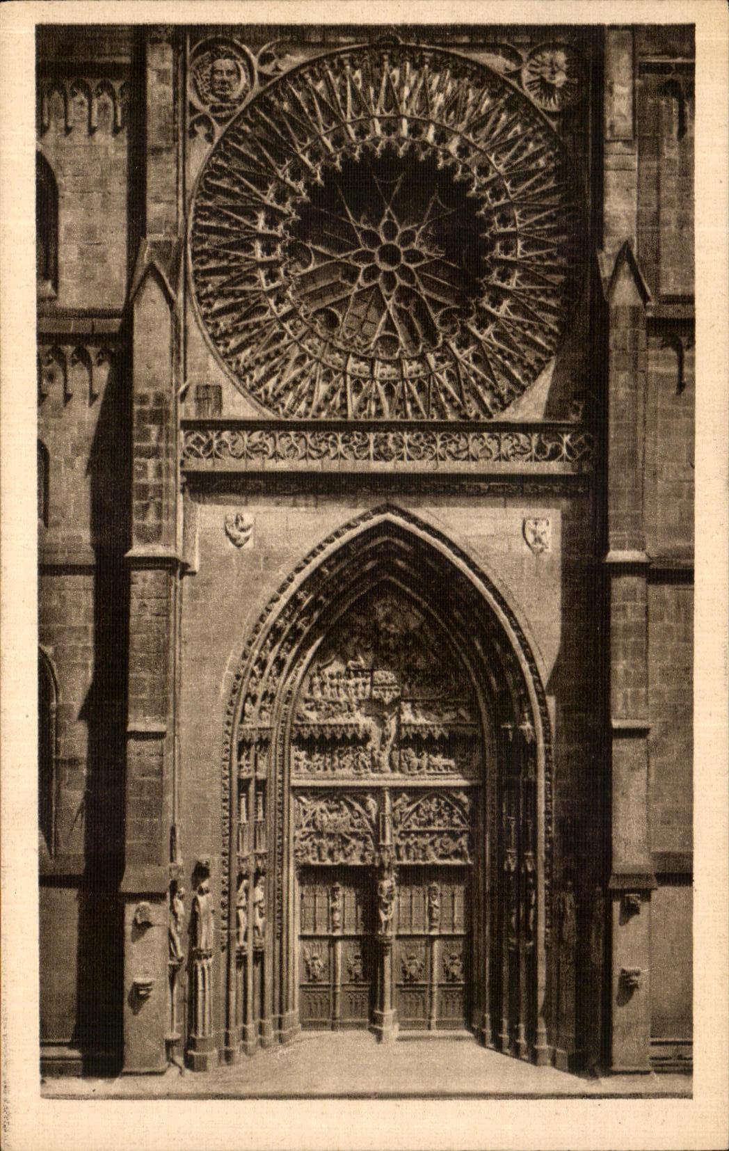 Der porta Lorenzkirche del ano de la arandela del remache de Nurnberg Und de la POSTAL de la VENDIMIA