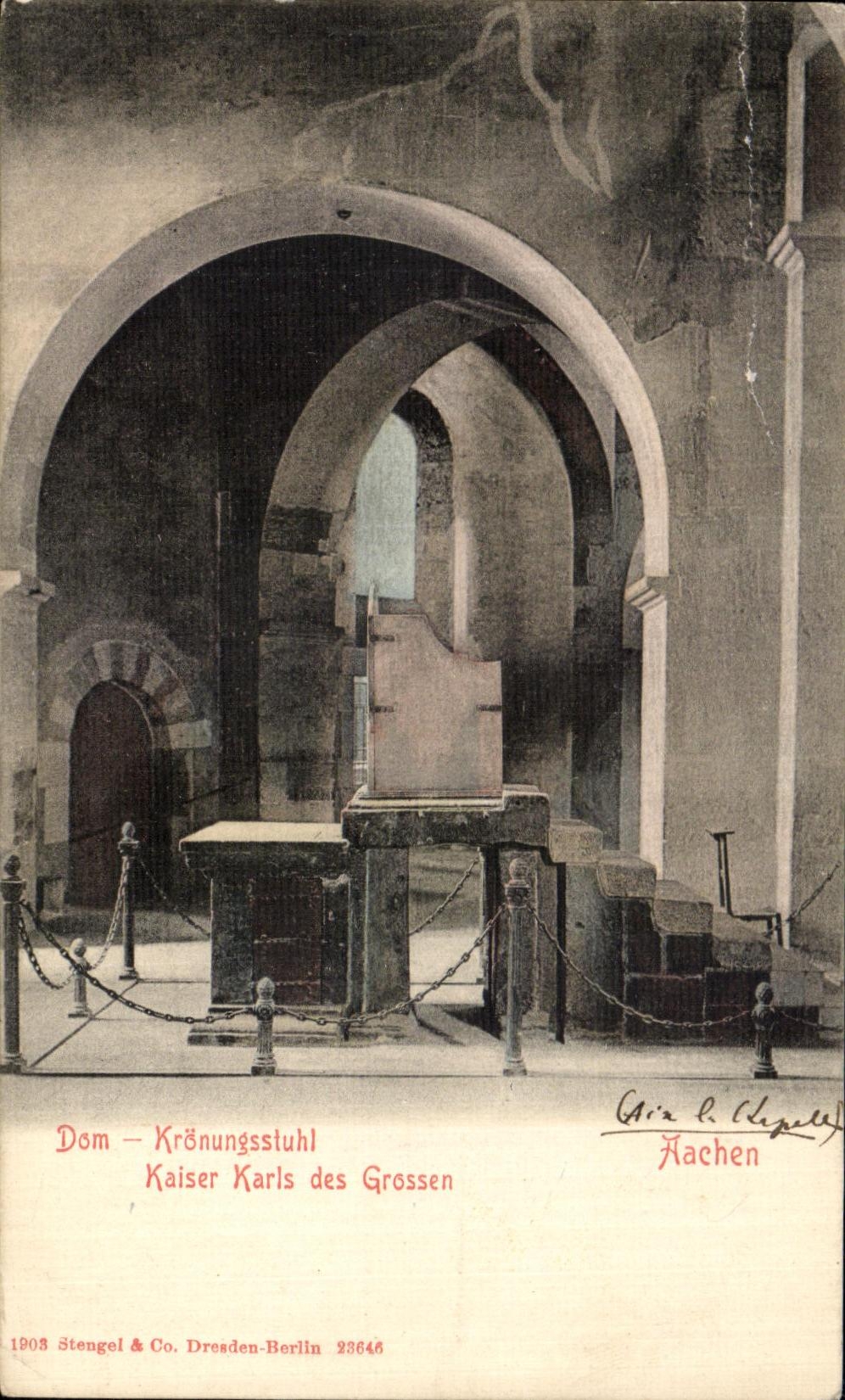 VINTAGE POSTCARD Dom Kronungssluhi Kaiser Karis of Grossen Aachen