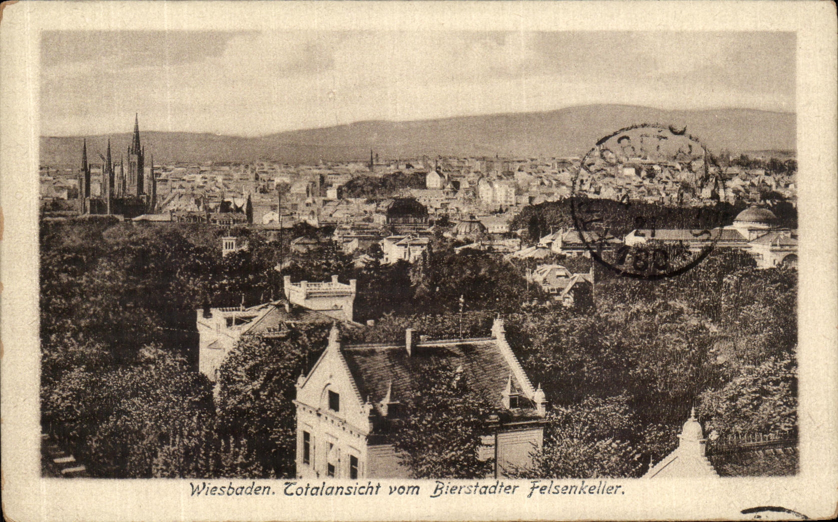 VINTAGE POSTCARD Wiesbaden Totalansicht Vom Bierstadter Feisenkeller