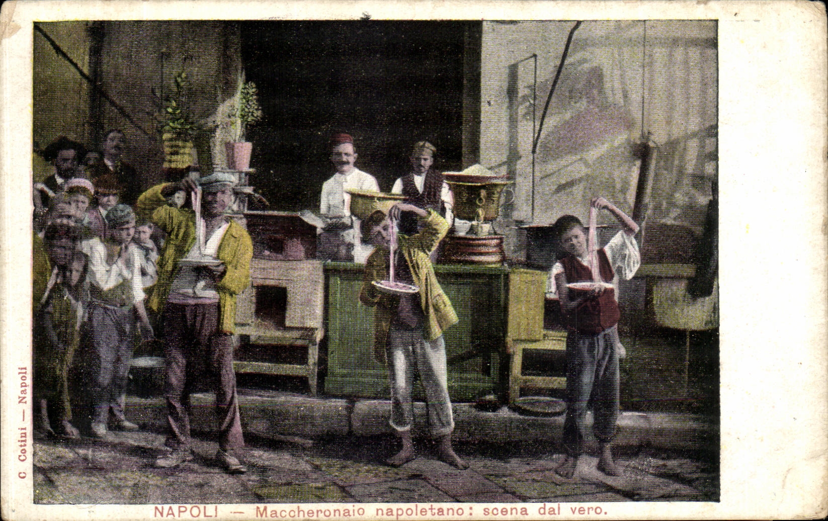 POSTAL Napoli Maccheronaio Napoletano Scena dal Vero de la VENDIMIA