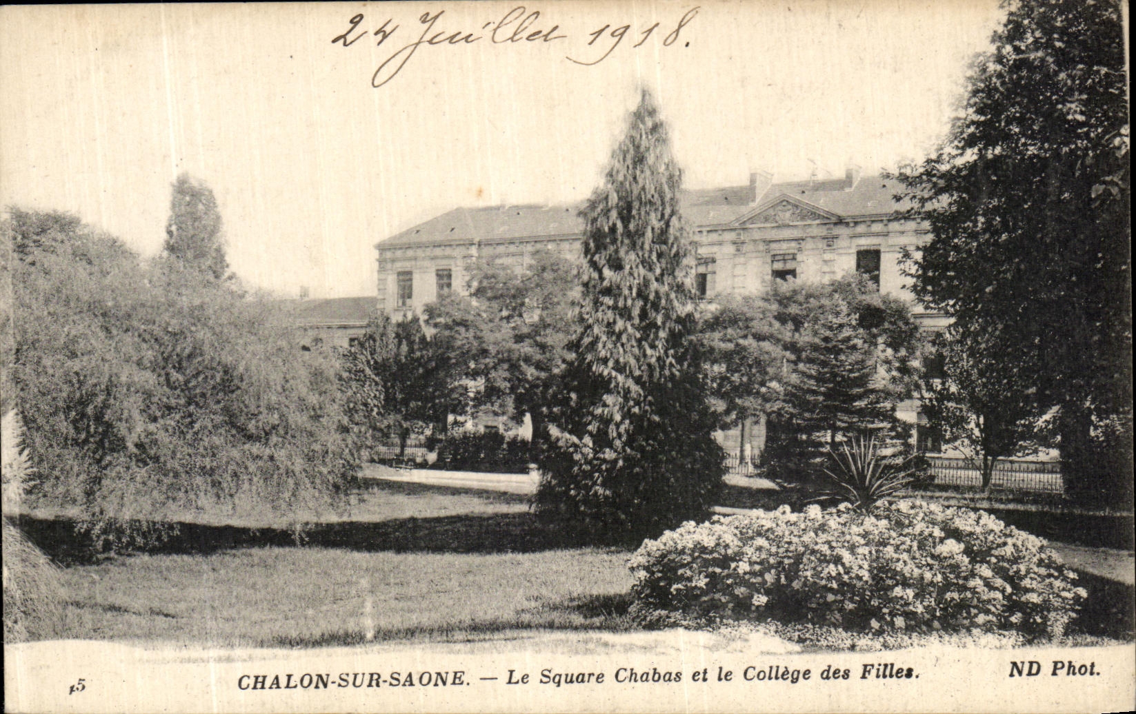 VINTAGE POSTCARD Trawl net On the Saone the Chabas public garden and the College of the Girls