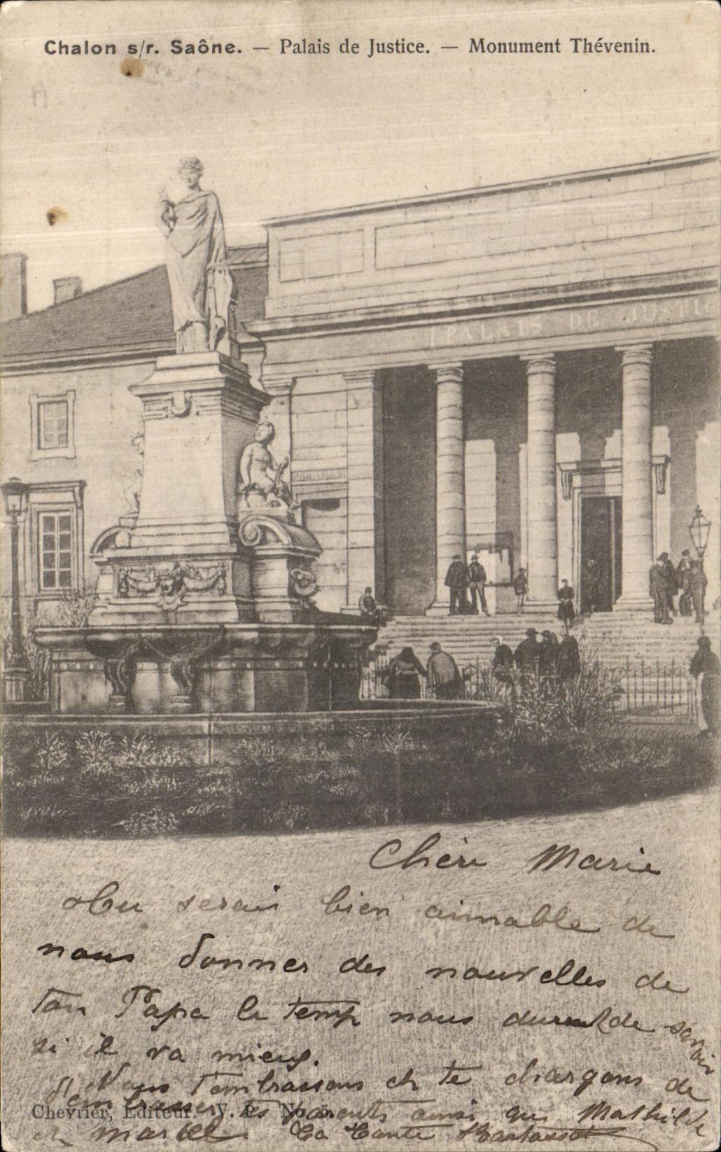 VINTAGE POSTCARD Trawl net On the Saone Law courts Thevenin Monument