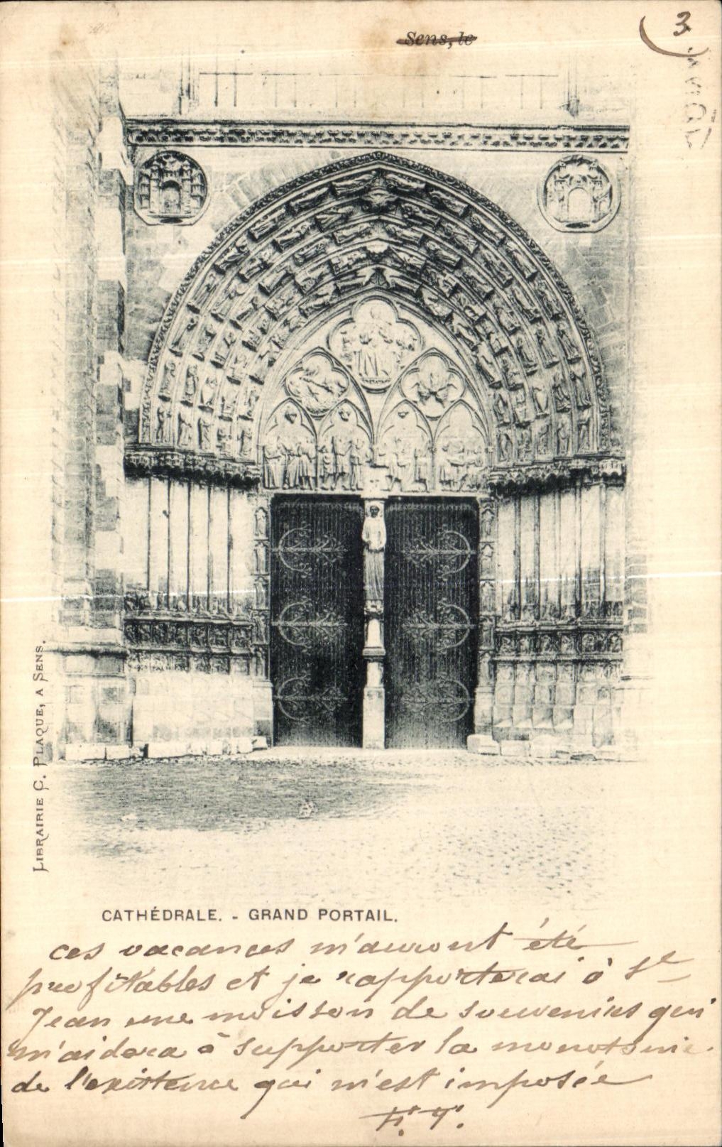 CPA Sens Cathedrale Grand Portail